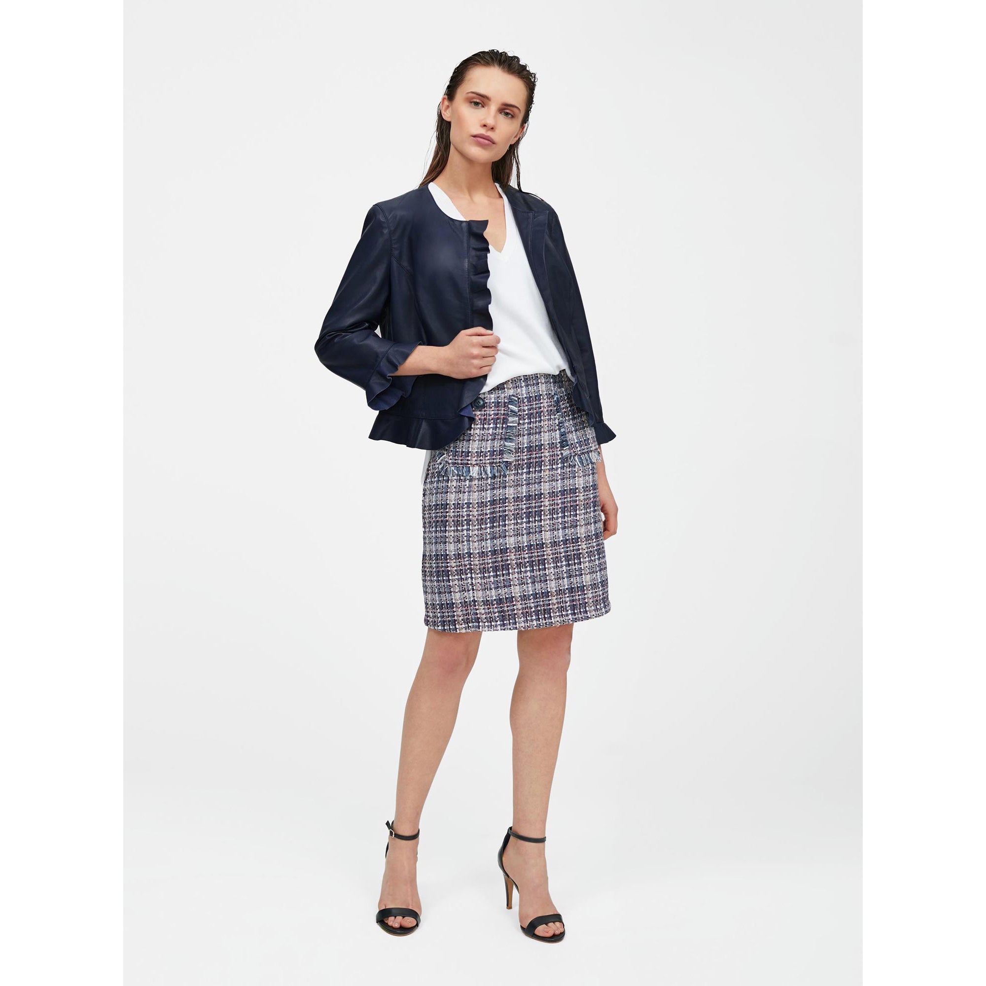 Falda de tweed campana