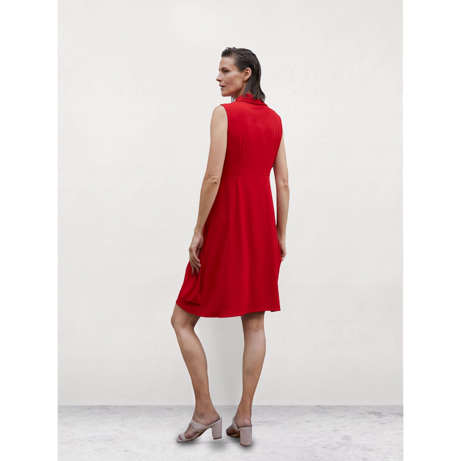 Midi dress with crossover neckline