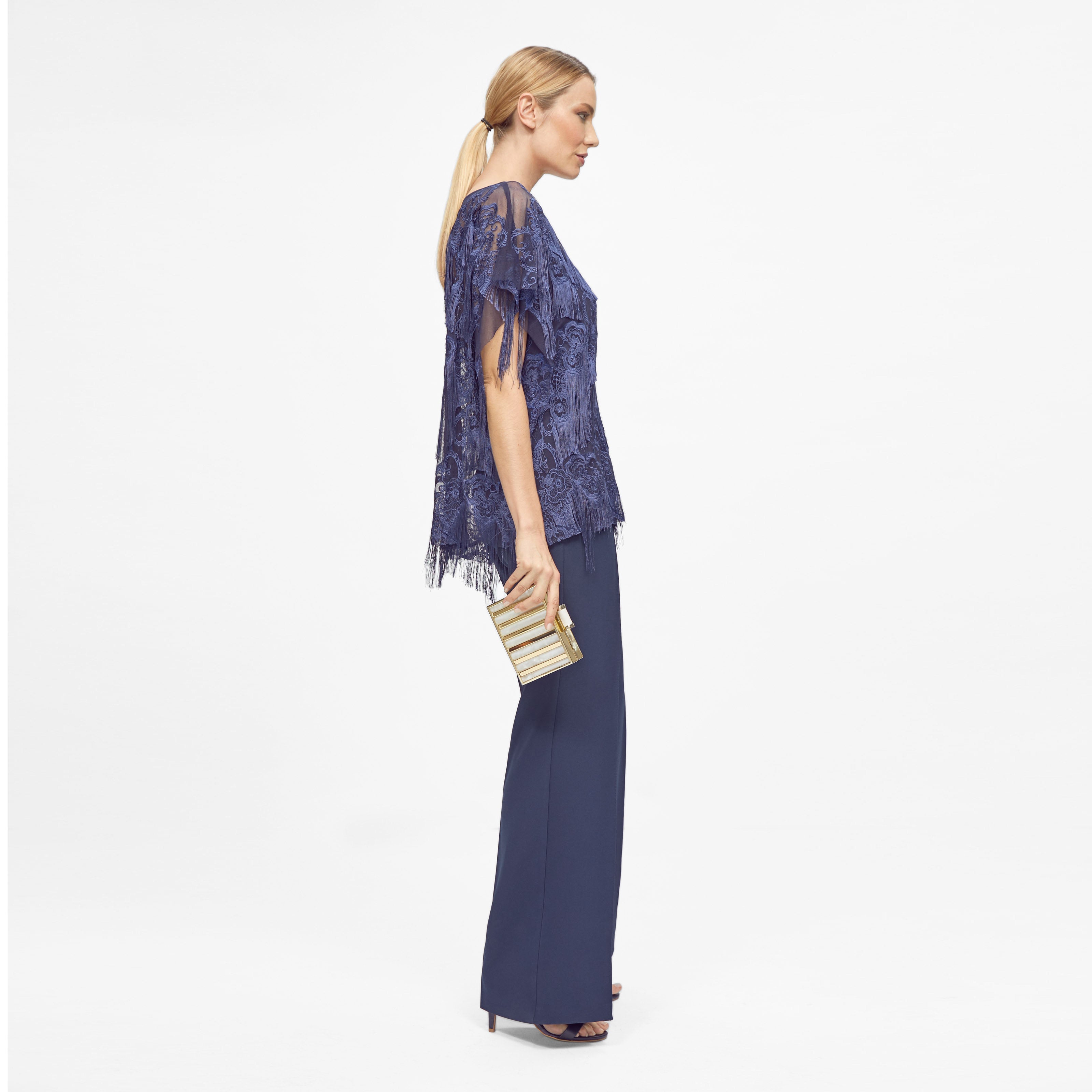 Tulle poncho with fringes