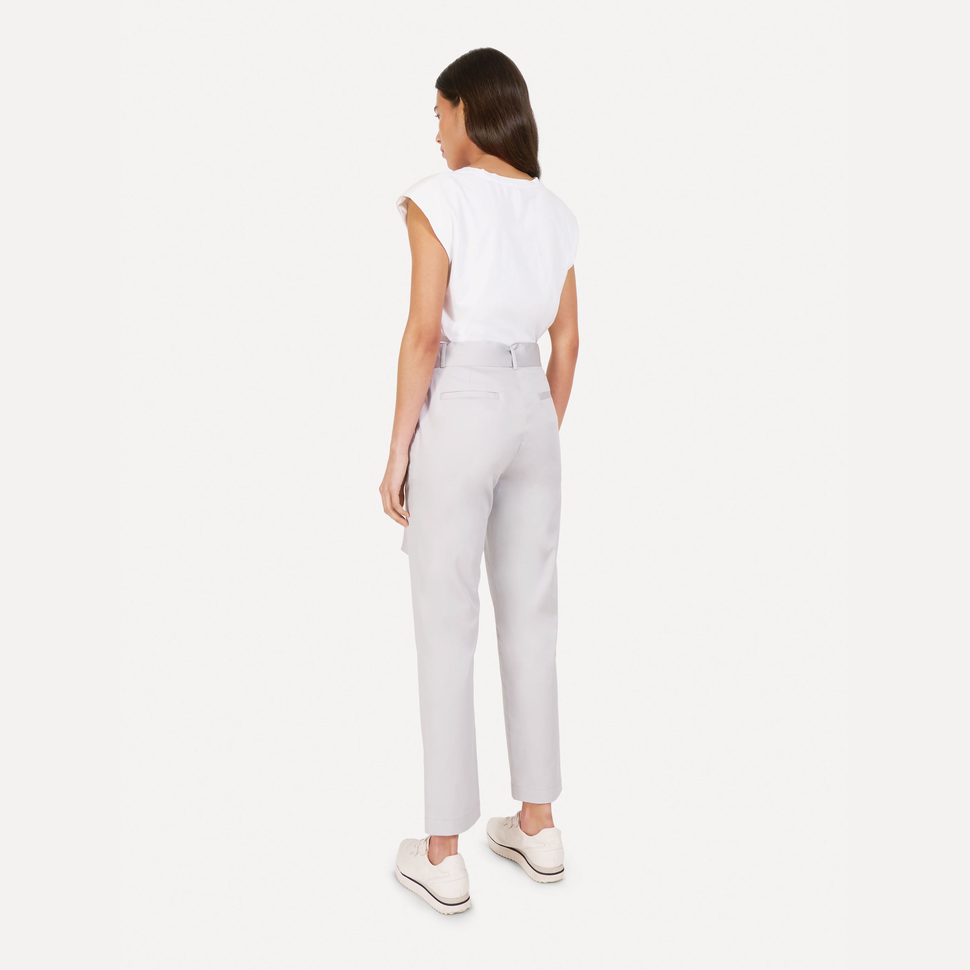 Pantalón recto de algodón con cinturón incorporado