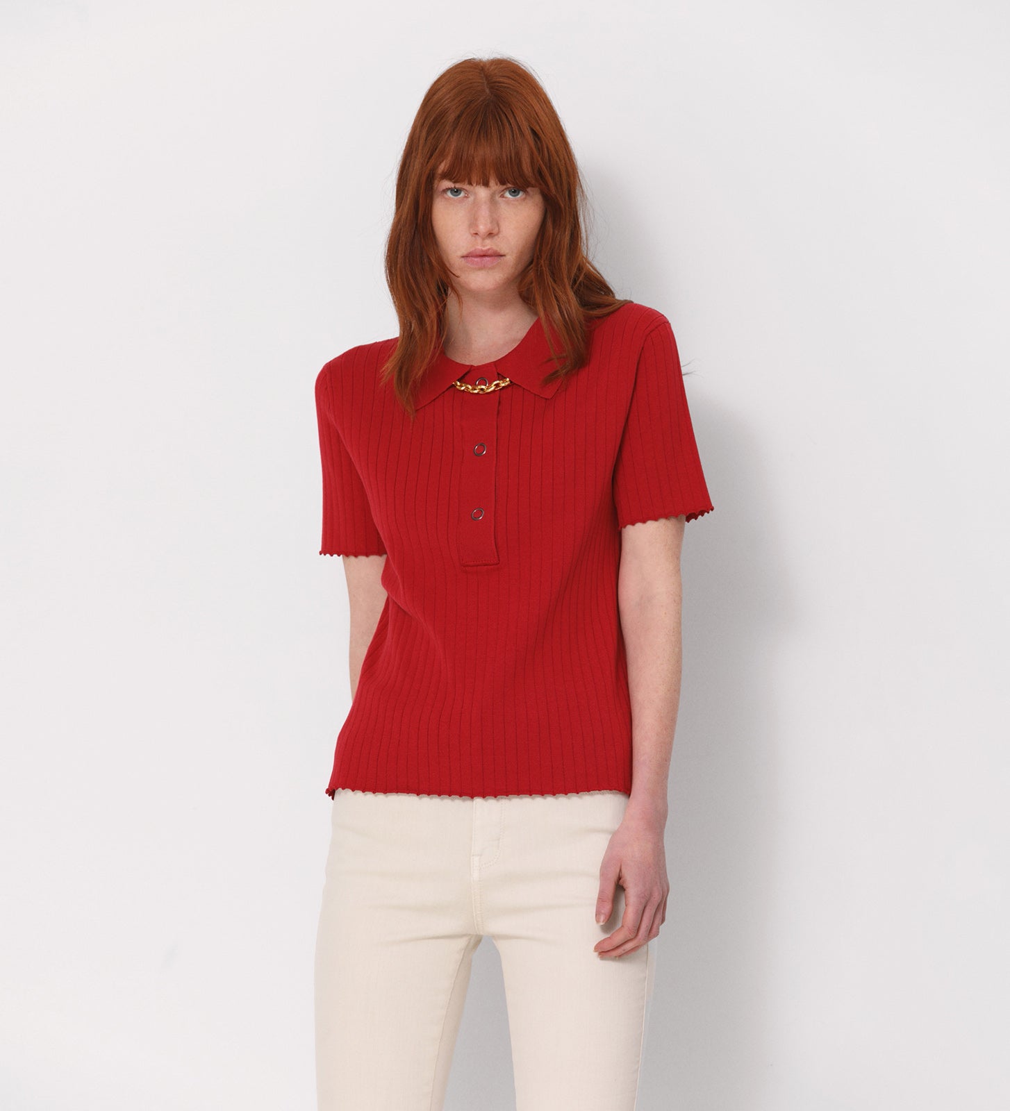 Polo knit top
