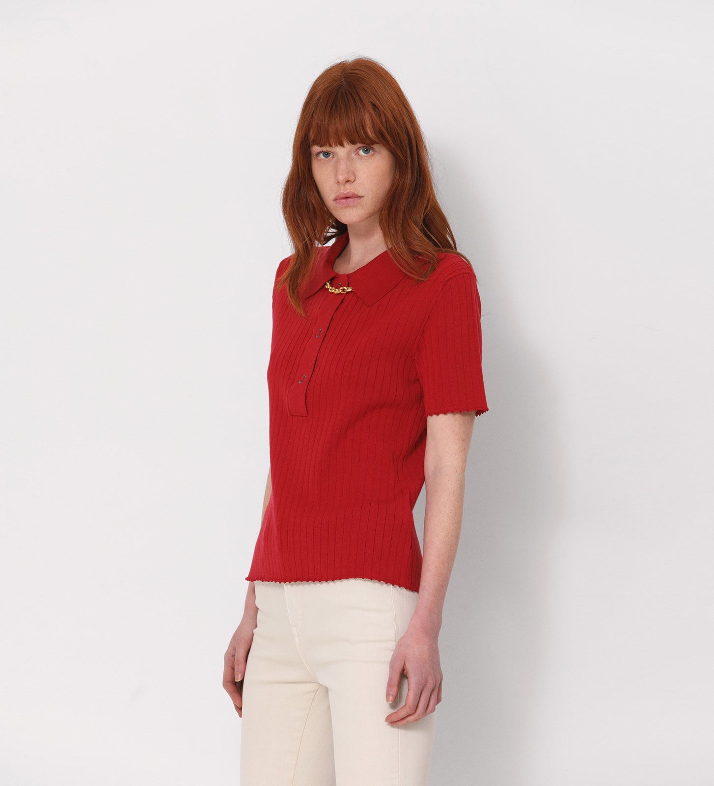 Polo knit top
