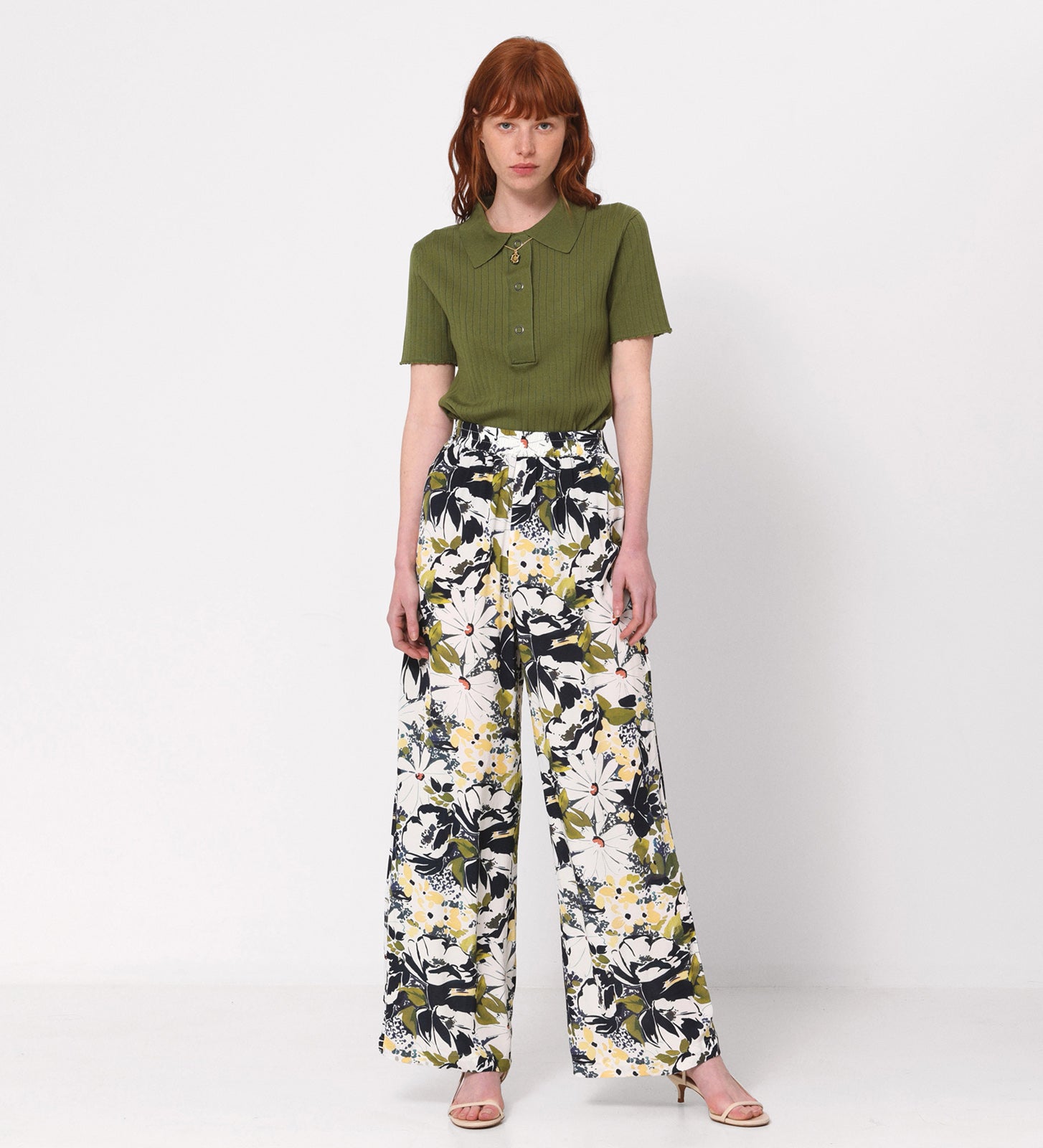 Printed wide pants