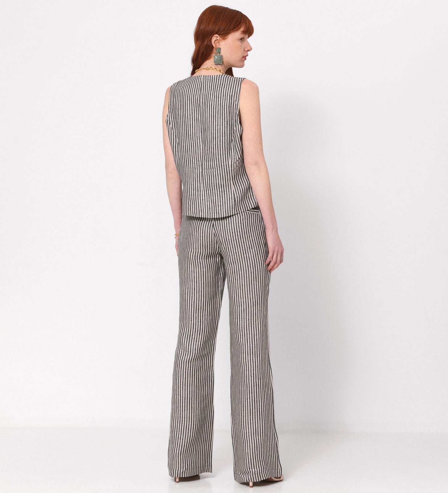 Pantalón lino rayas