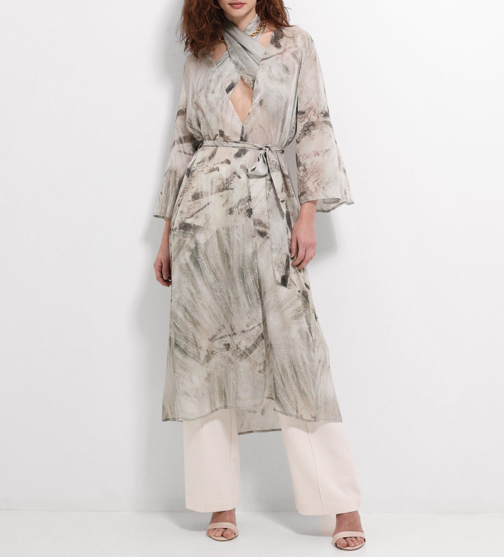 Printed satin frock coat