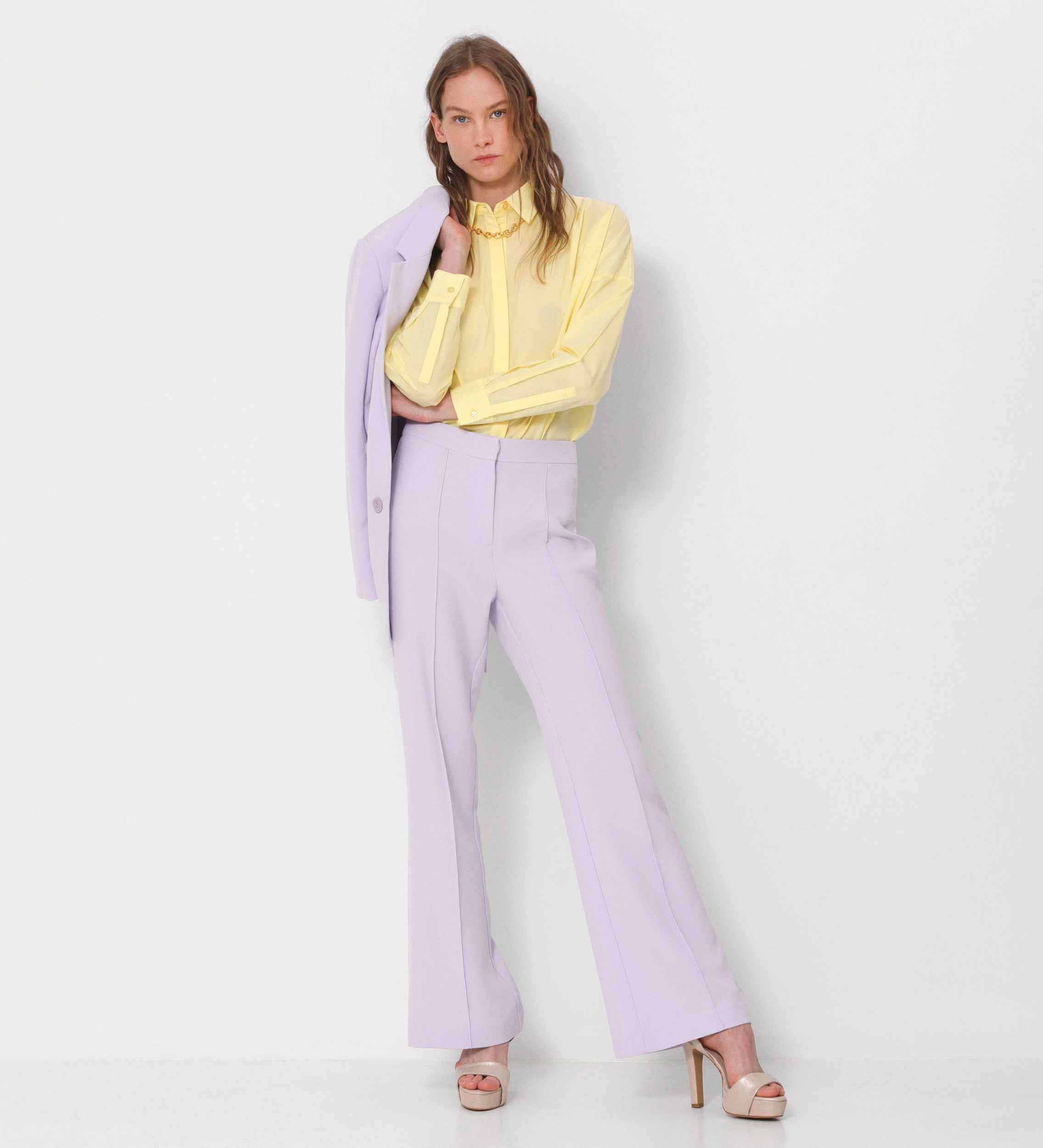 Flared crepe pants