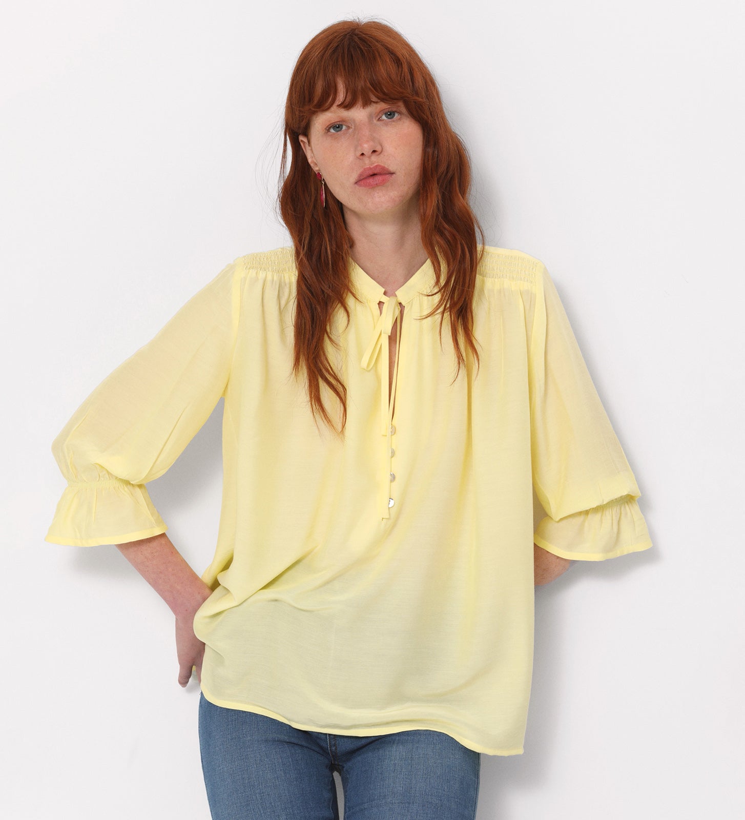 Blusa fruncido hombro