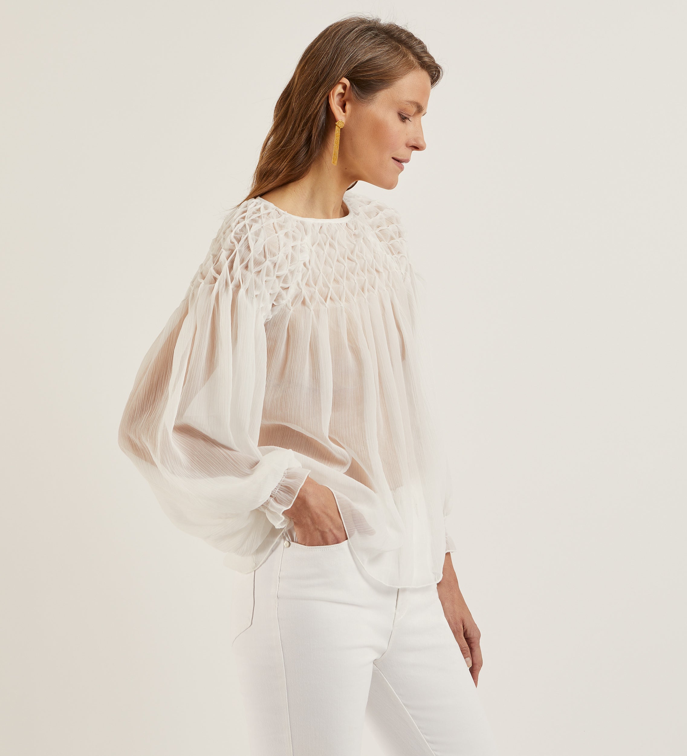 Smock knit blouse