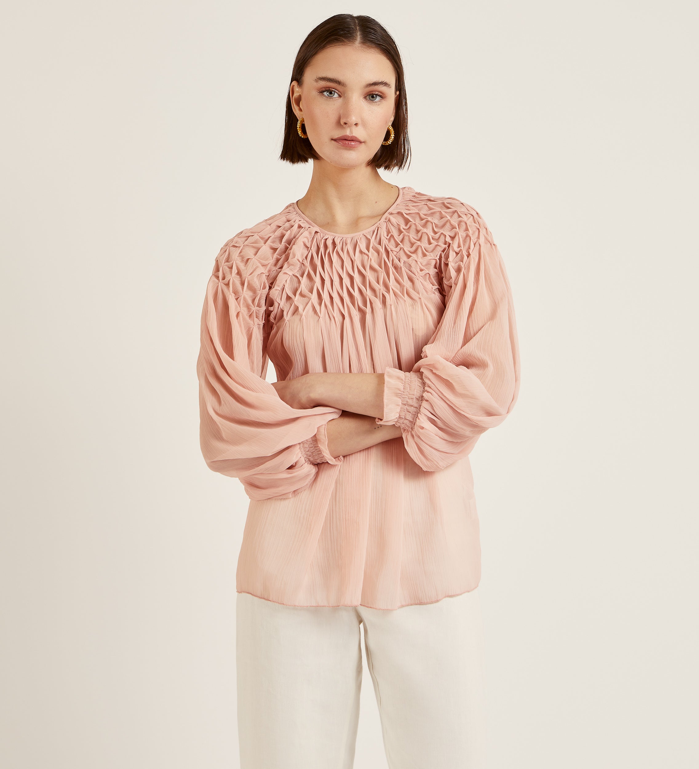 Smock knit blouse