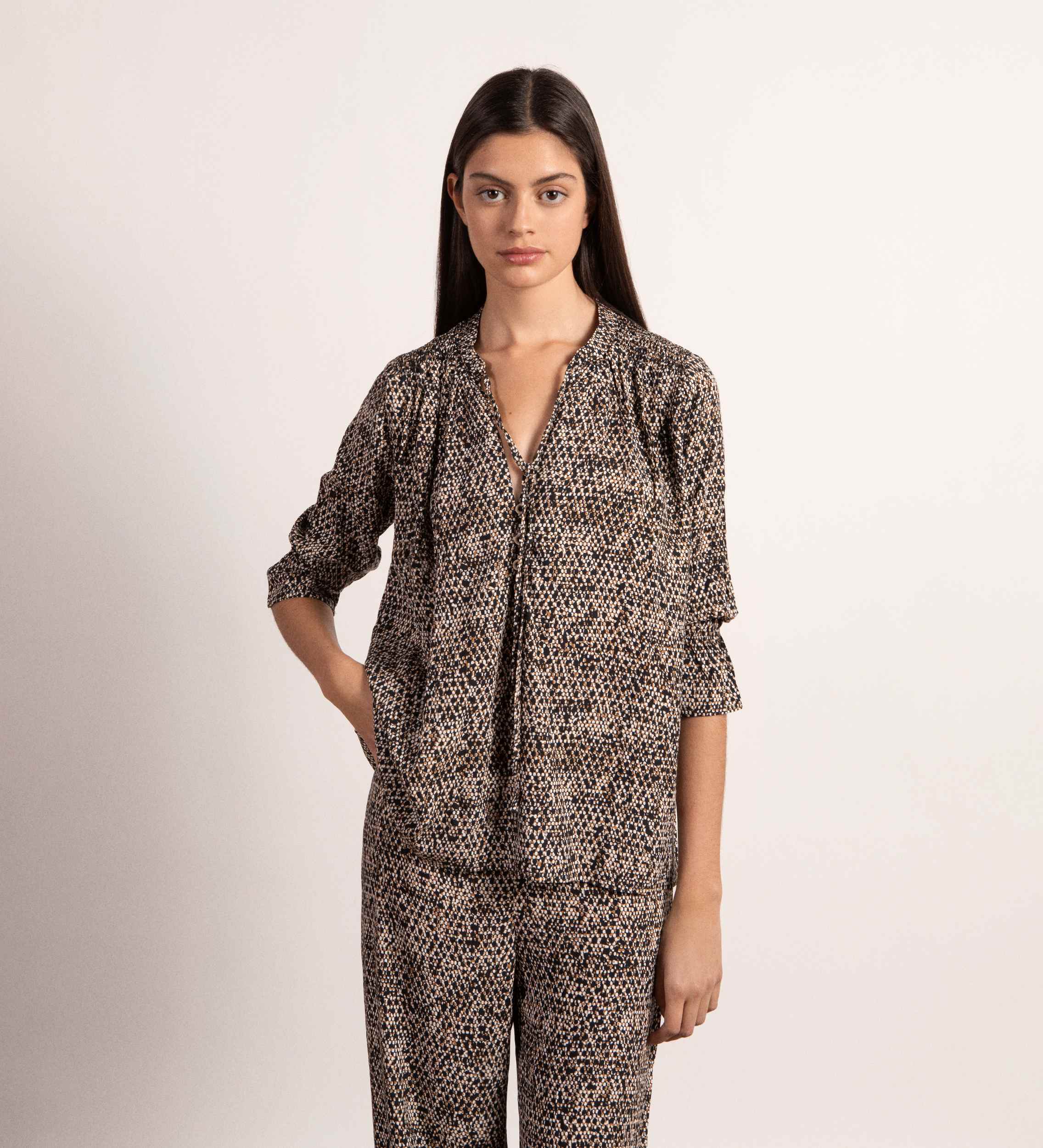 ruched shoulder blouse