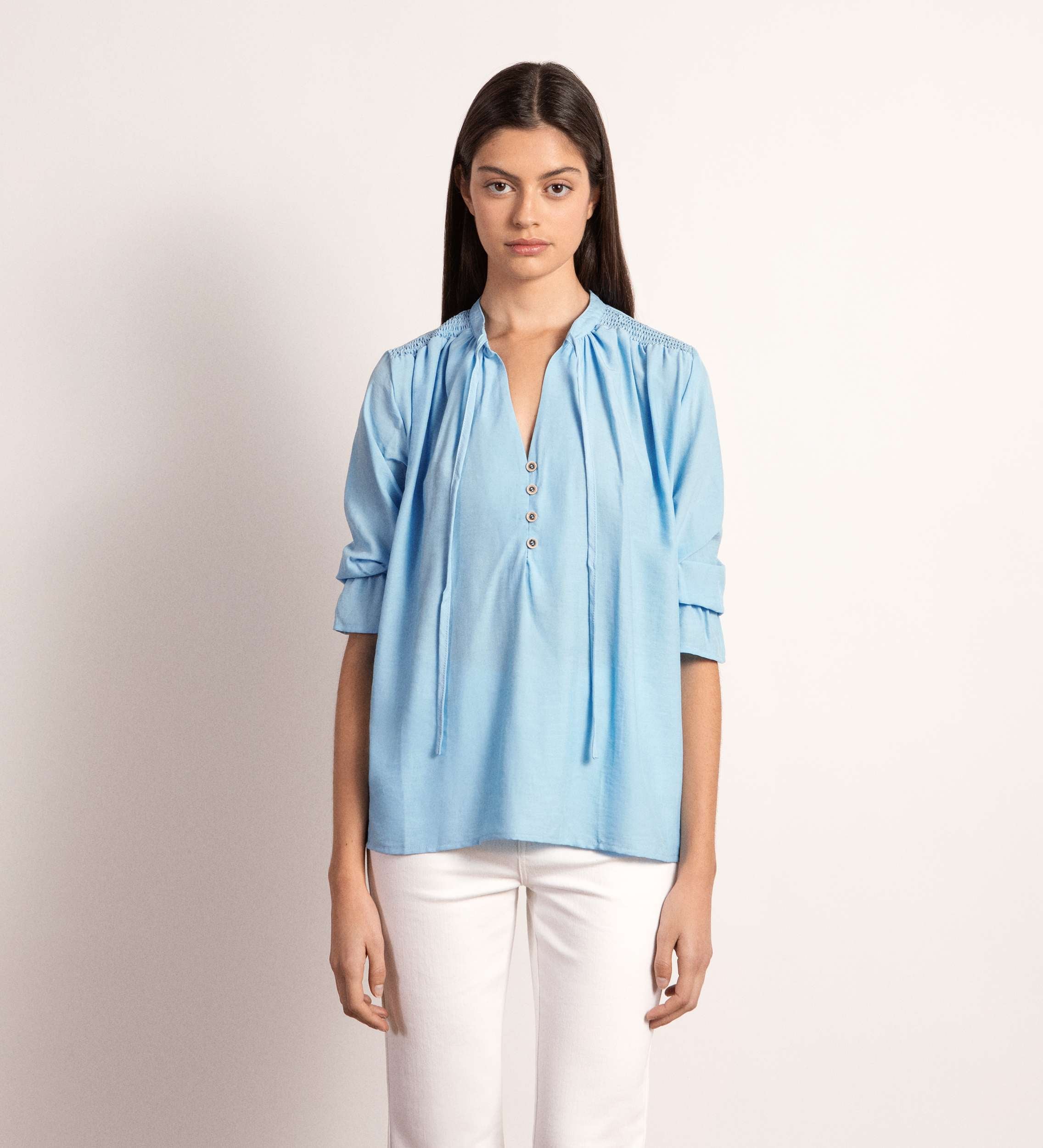 ruched shoulder blouse