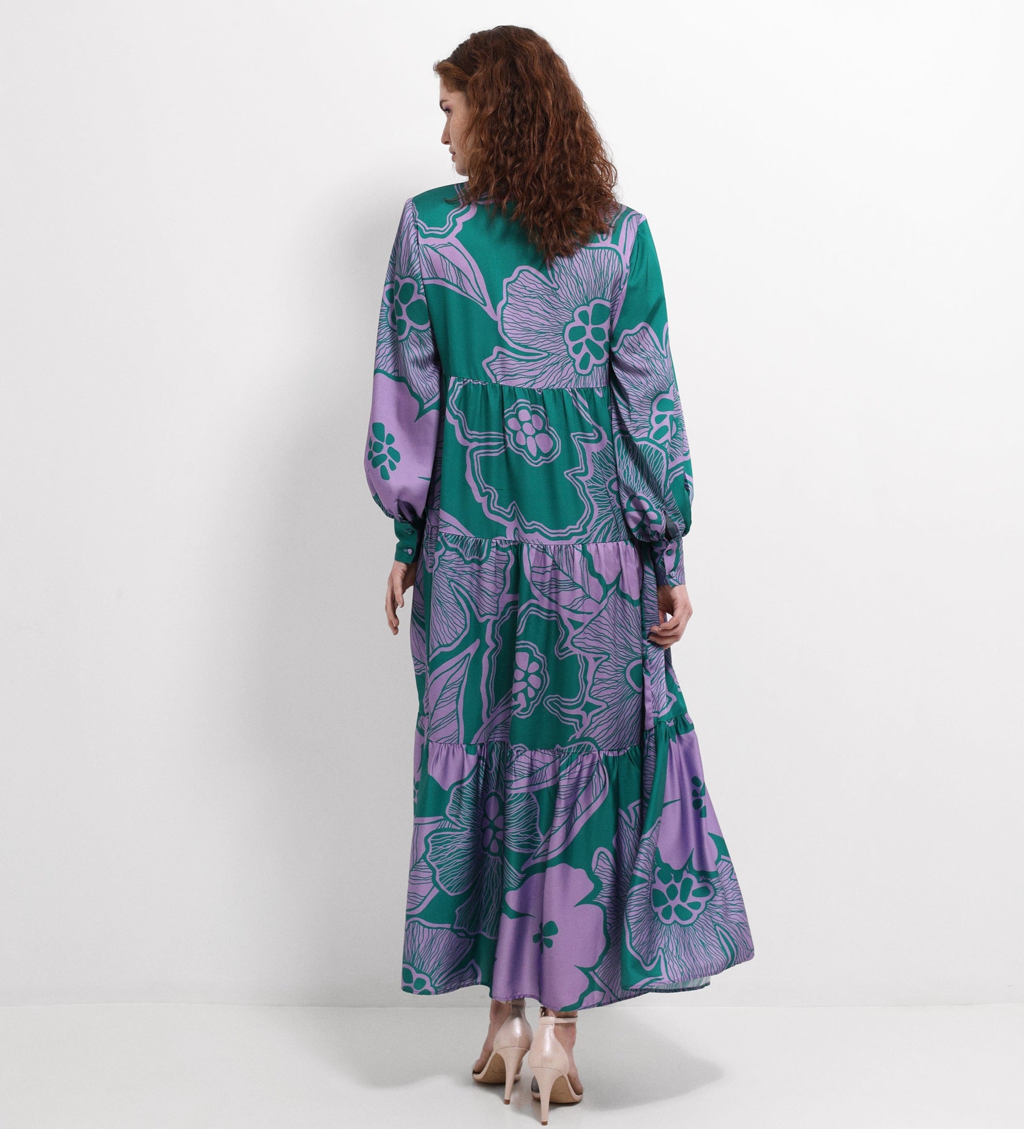 Robe chemise satinée