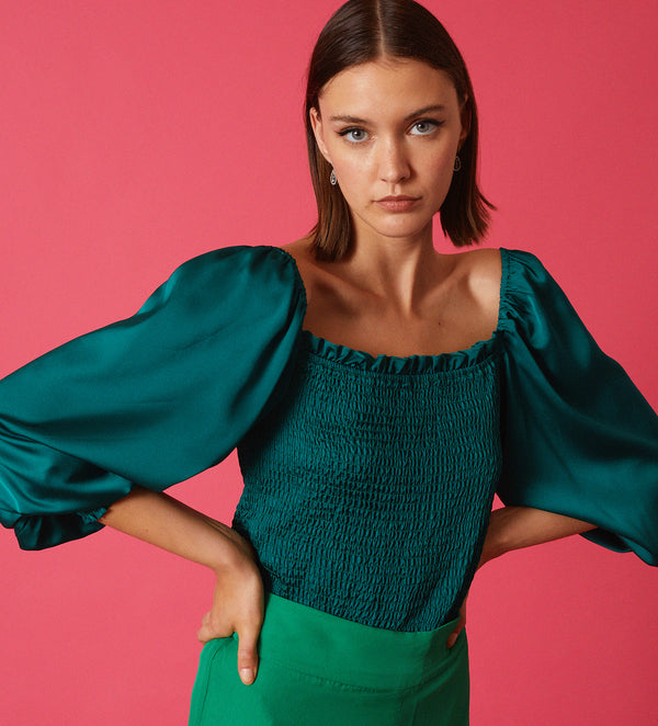 satin sleeve top
