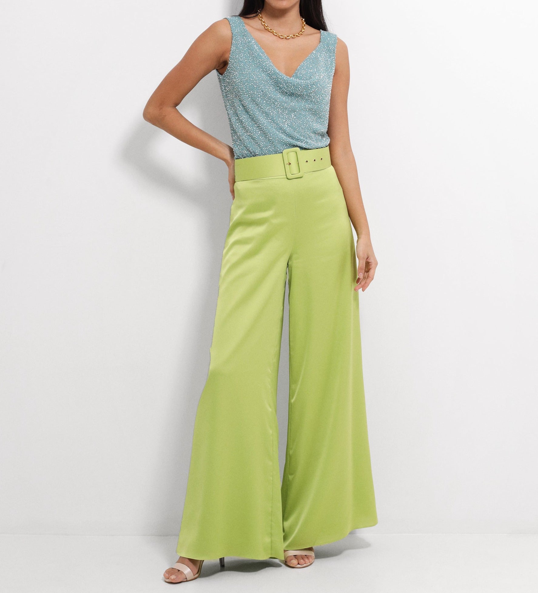 Pantalón satén ancho
