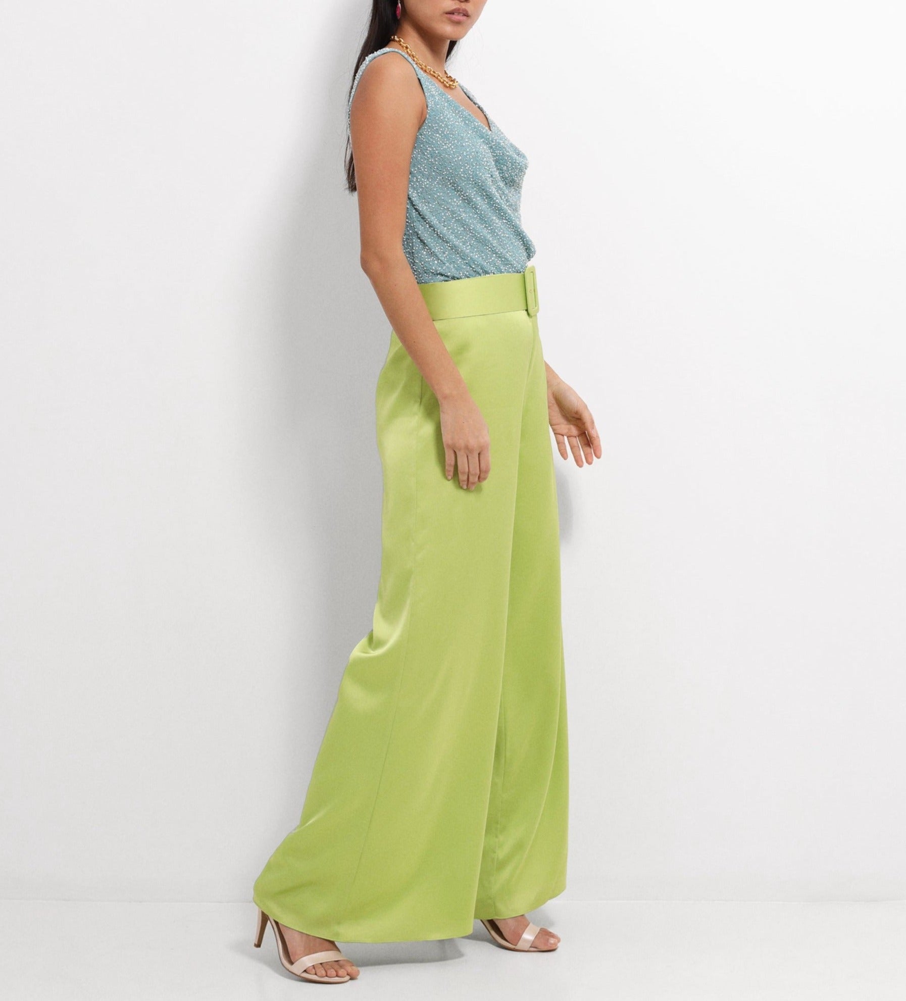 Pantalón satén ancho