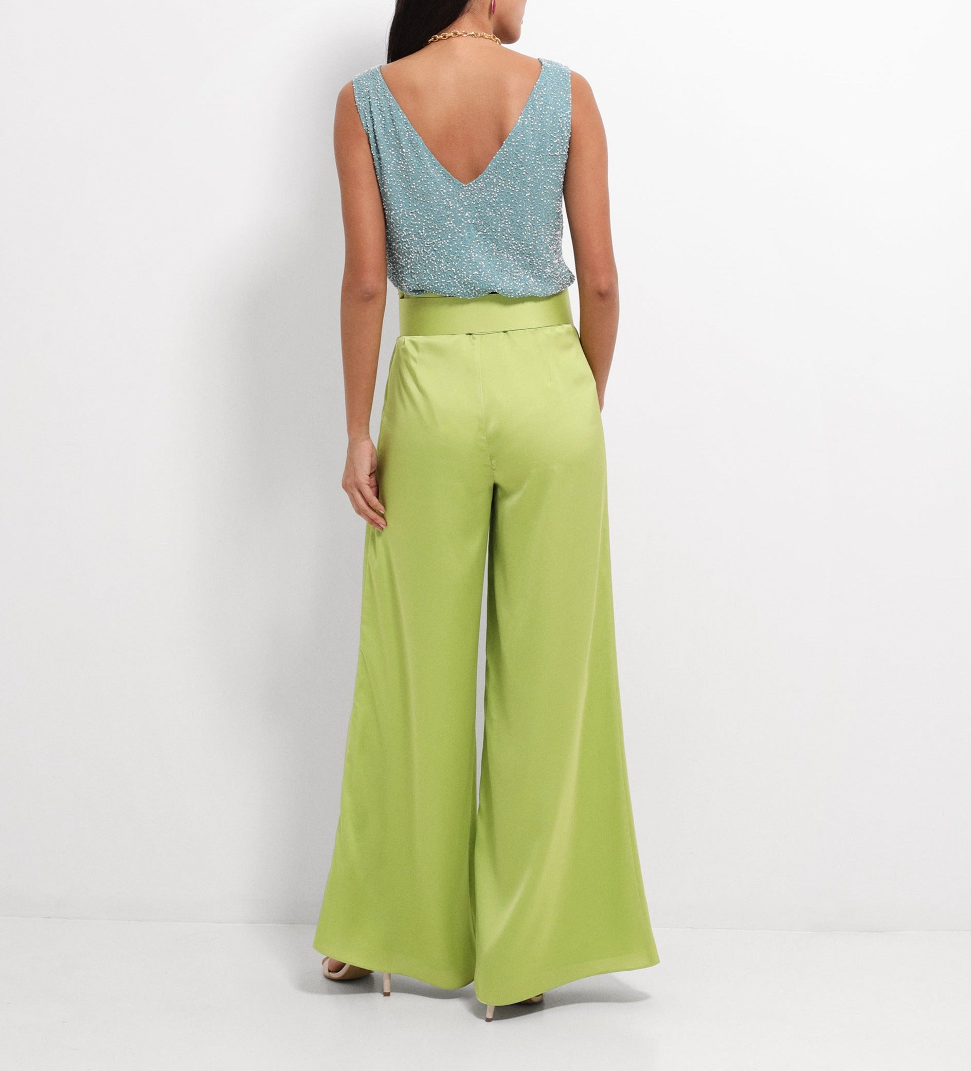 Pantalón satén ancho