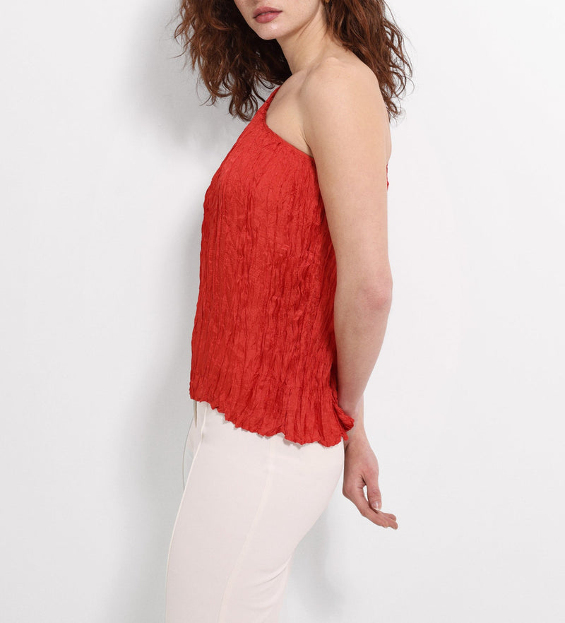 Manual pleated asymmetric top
