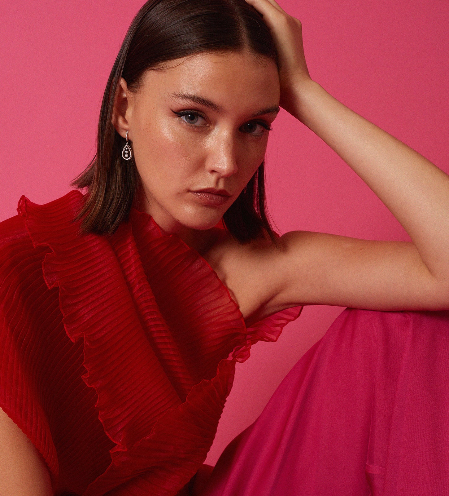 Pleated organza foulard
