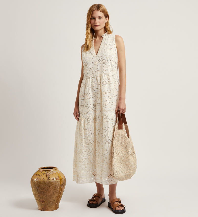 Vestido pisos algodón bordado