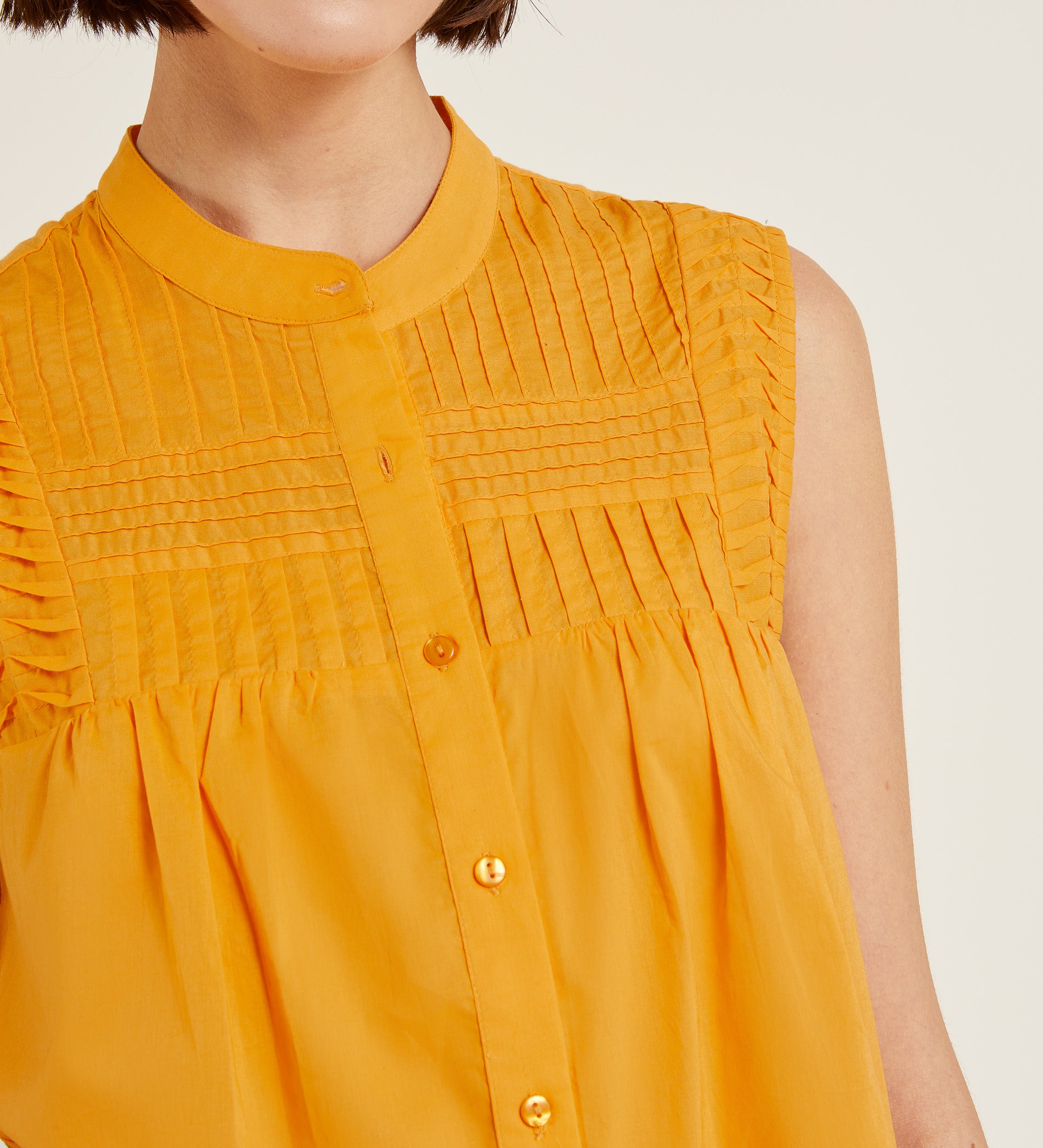 Pleated yoke top