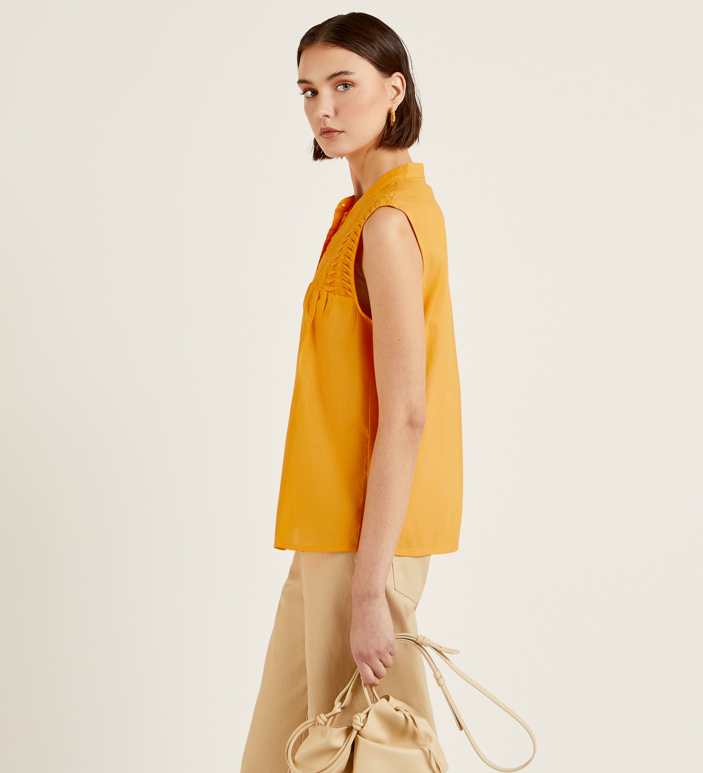 Pleated yoke top