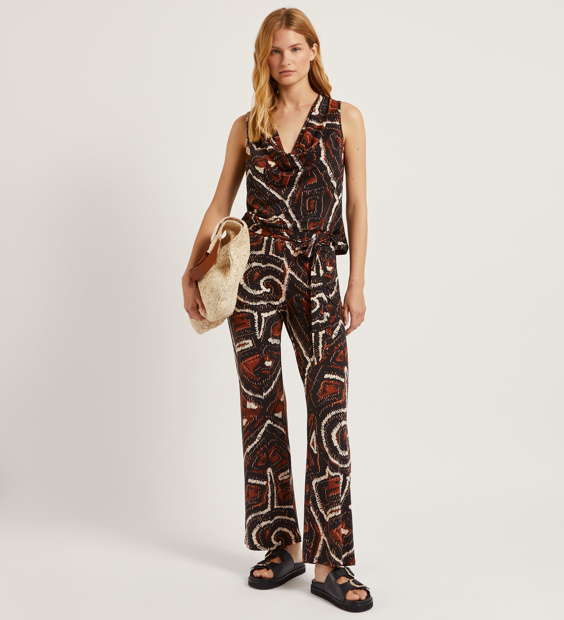 Printed knit trousers