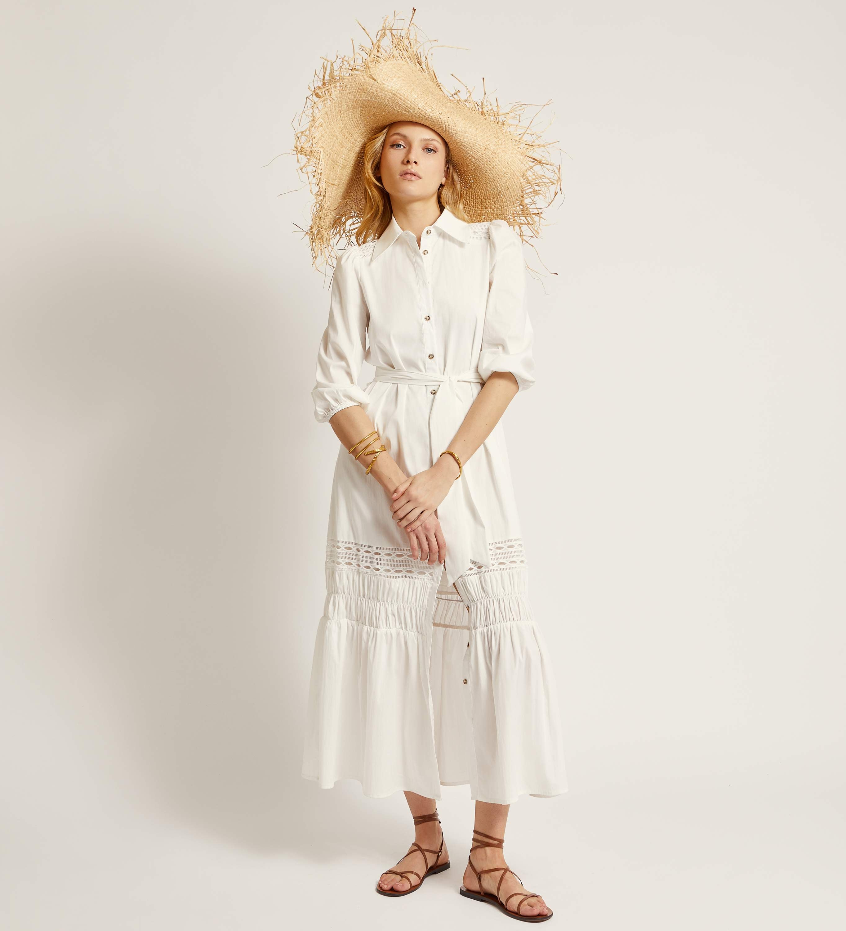 Robe chemise longue en coton