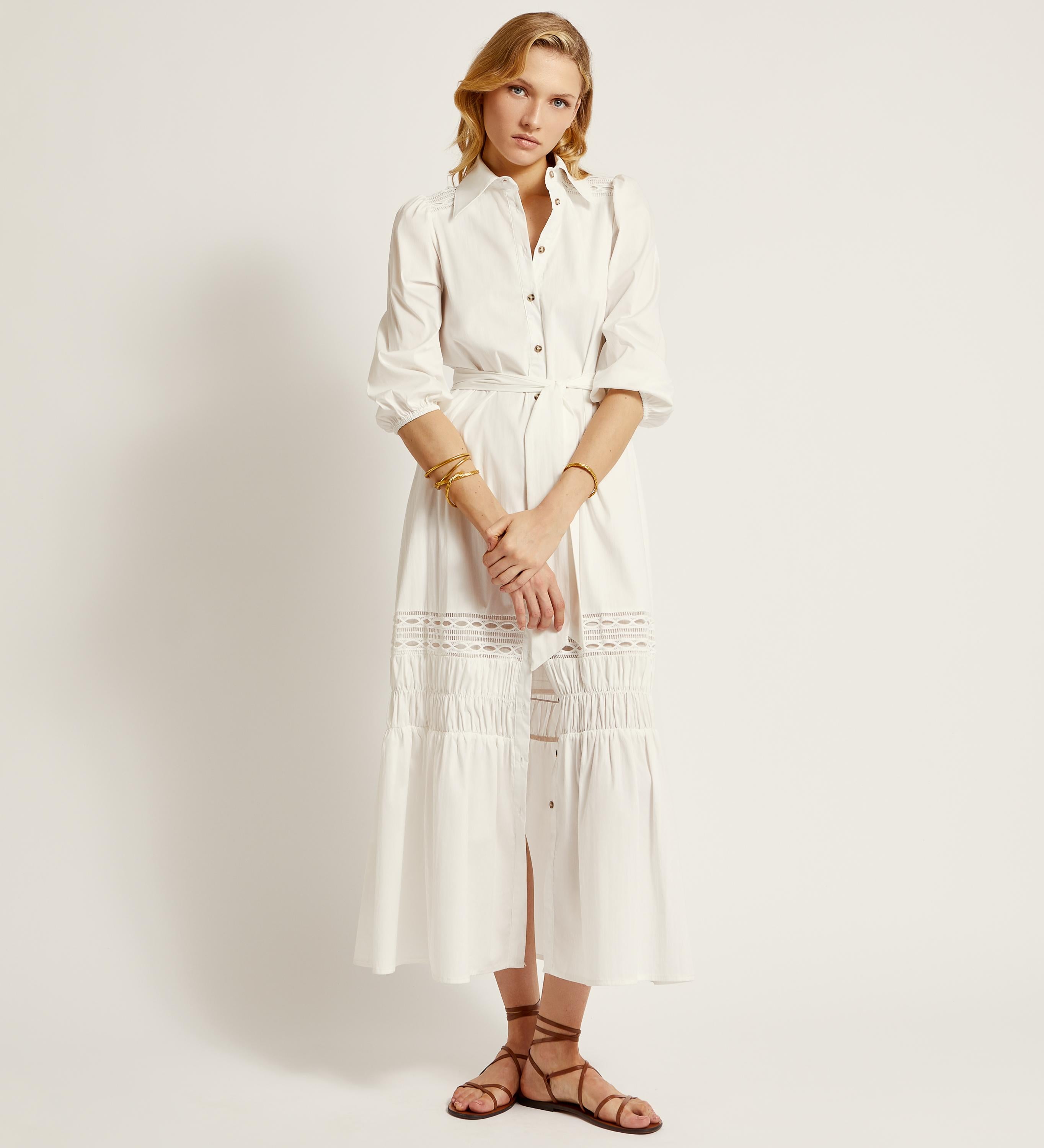 Robe chemise longue en coton