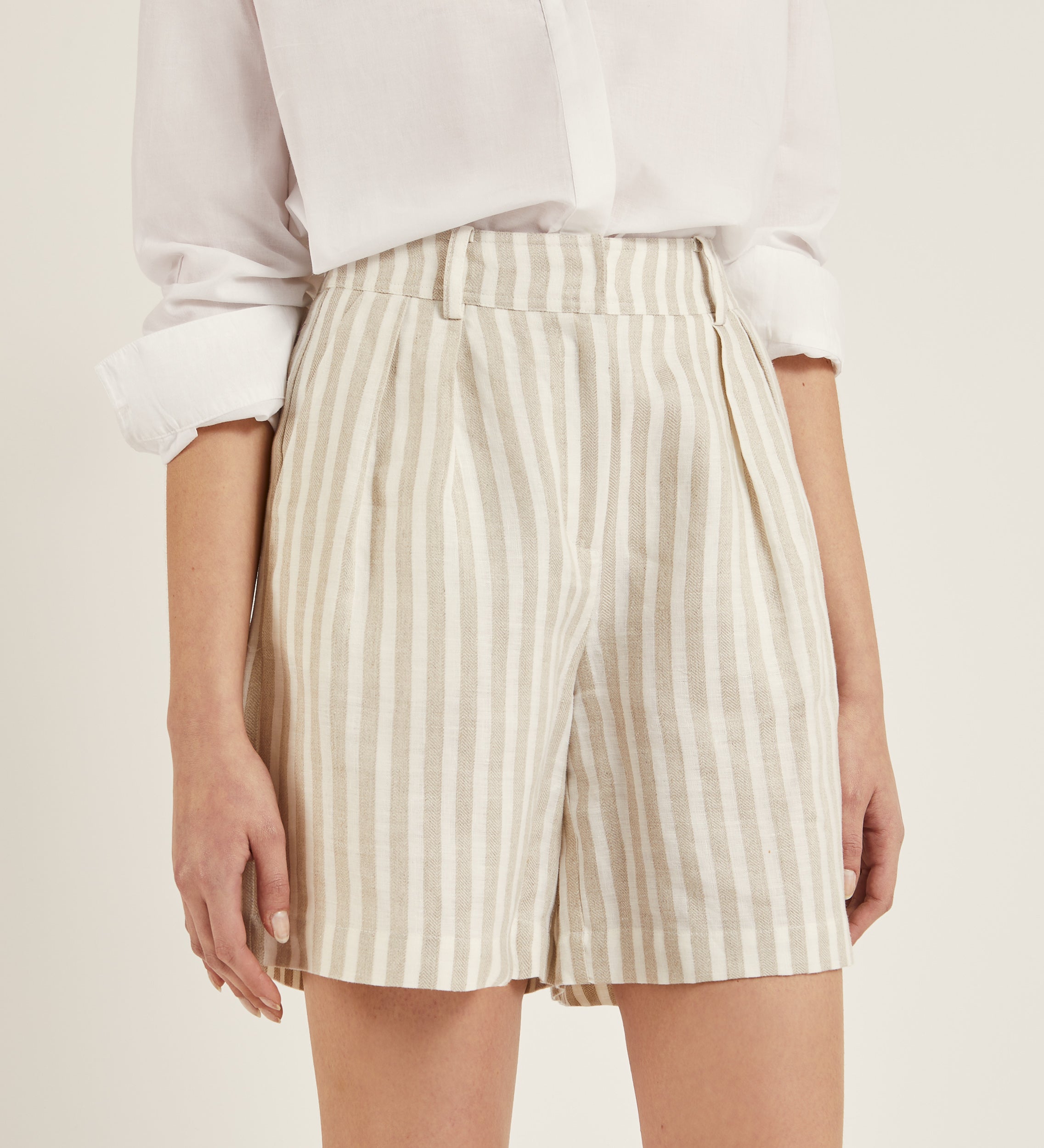 Striped linen shorts