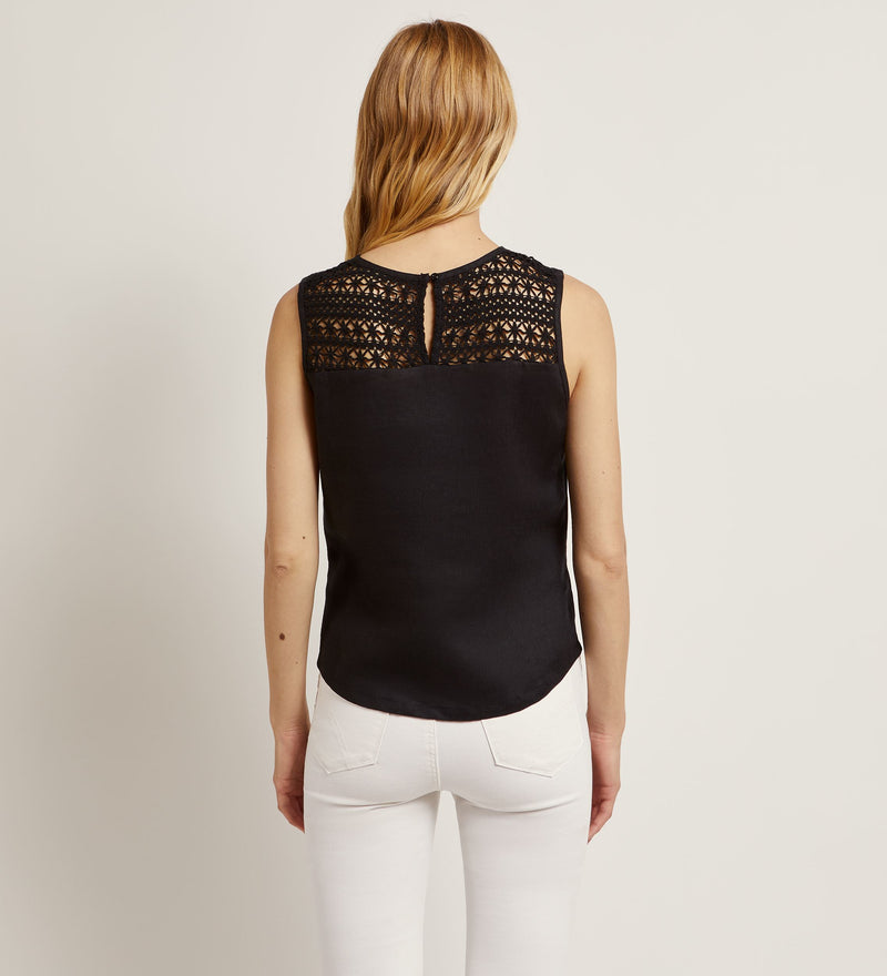 Camiseta lino y crochet