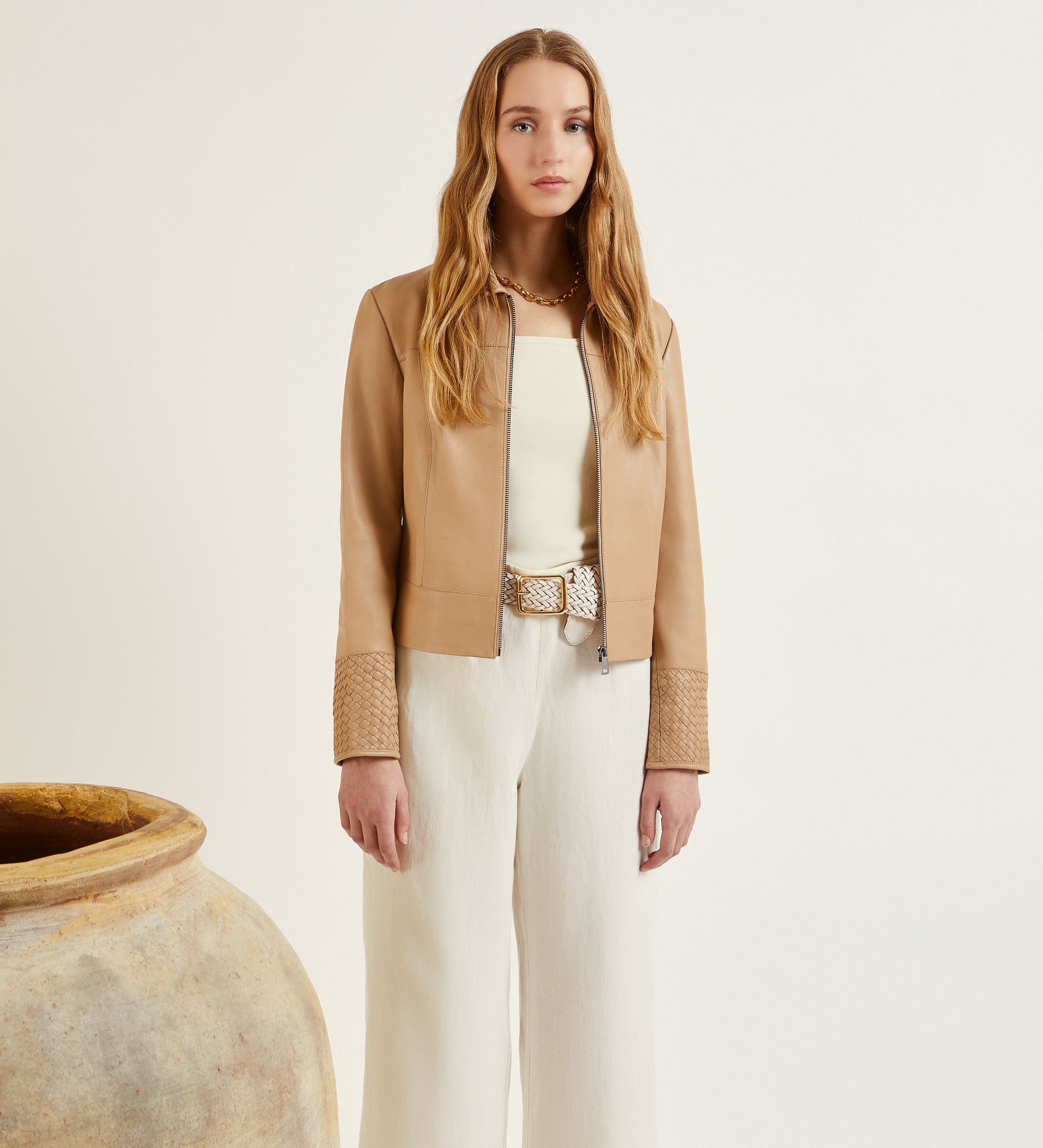 Veste en nappa tressé