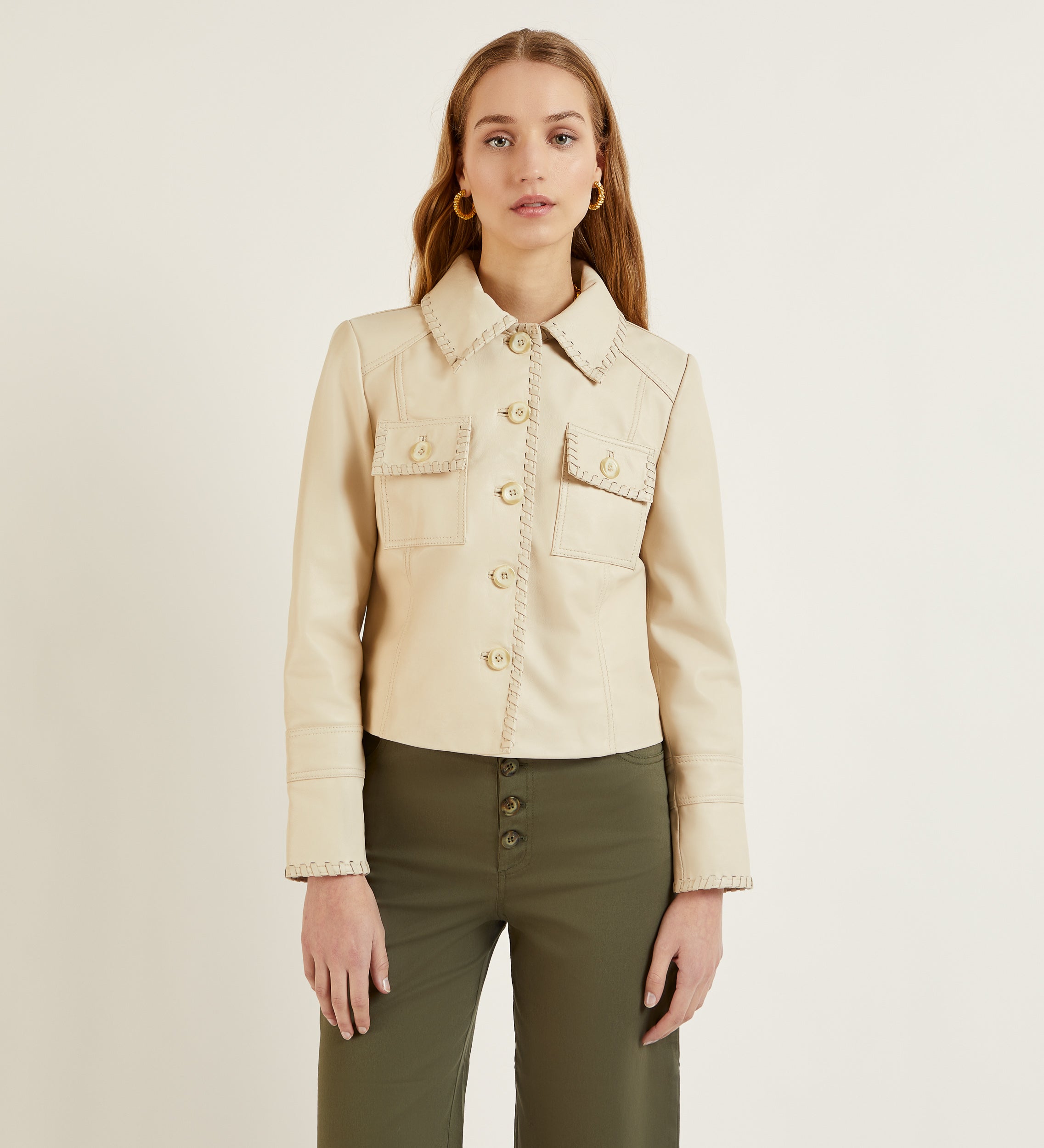 Chaqueta napa cordón entrelazado