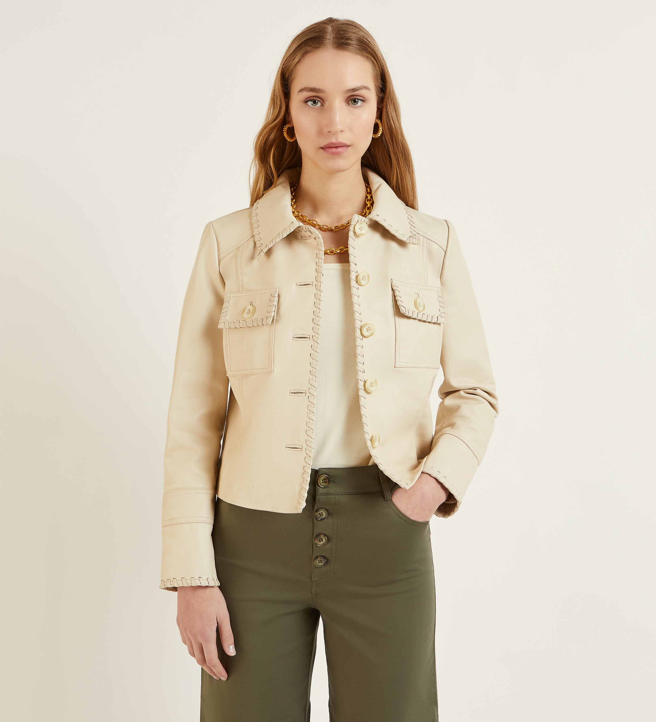 Chaqueta napa cordón entrelazado