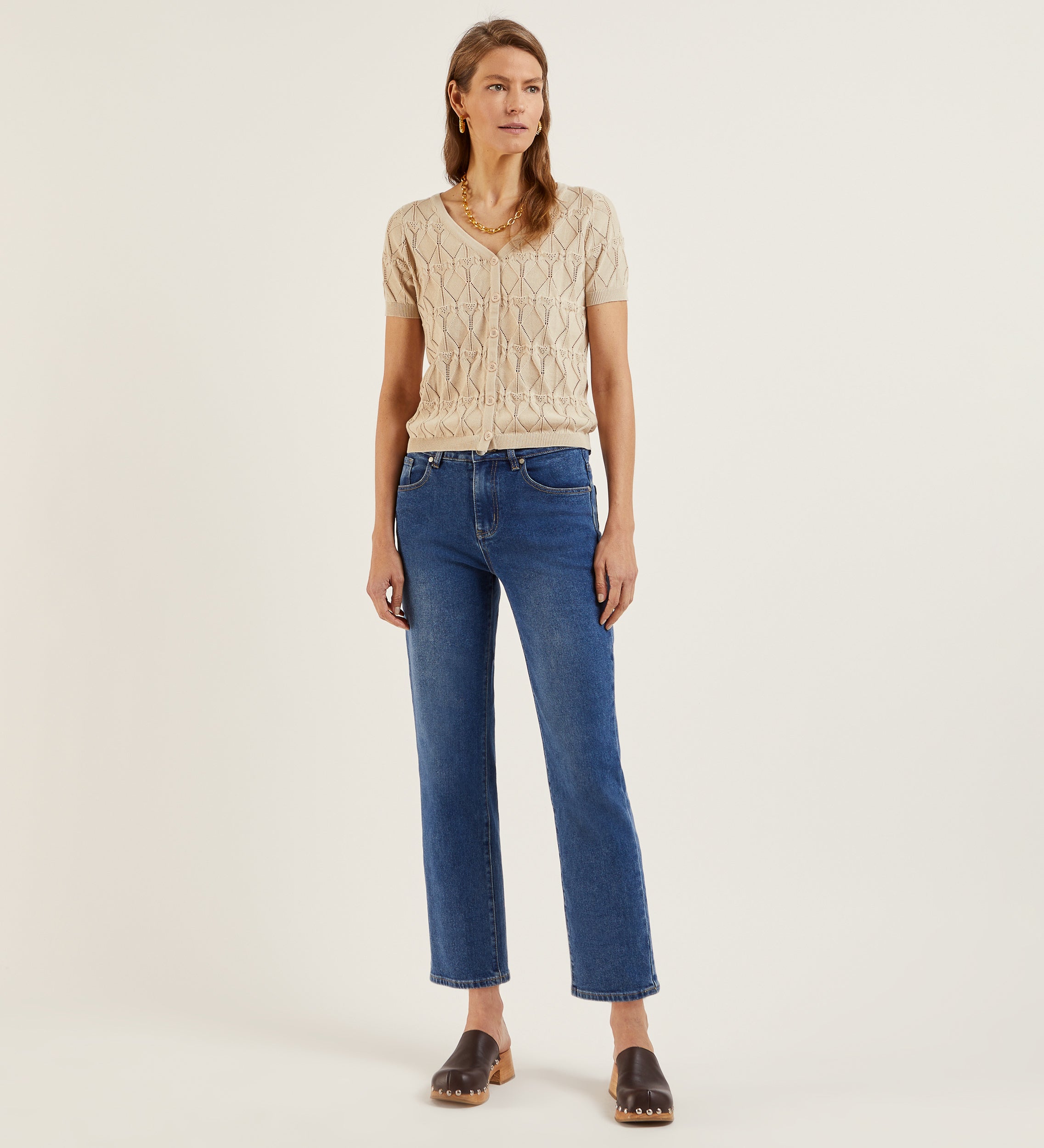 Straight denim pants