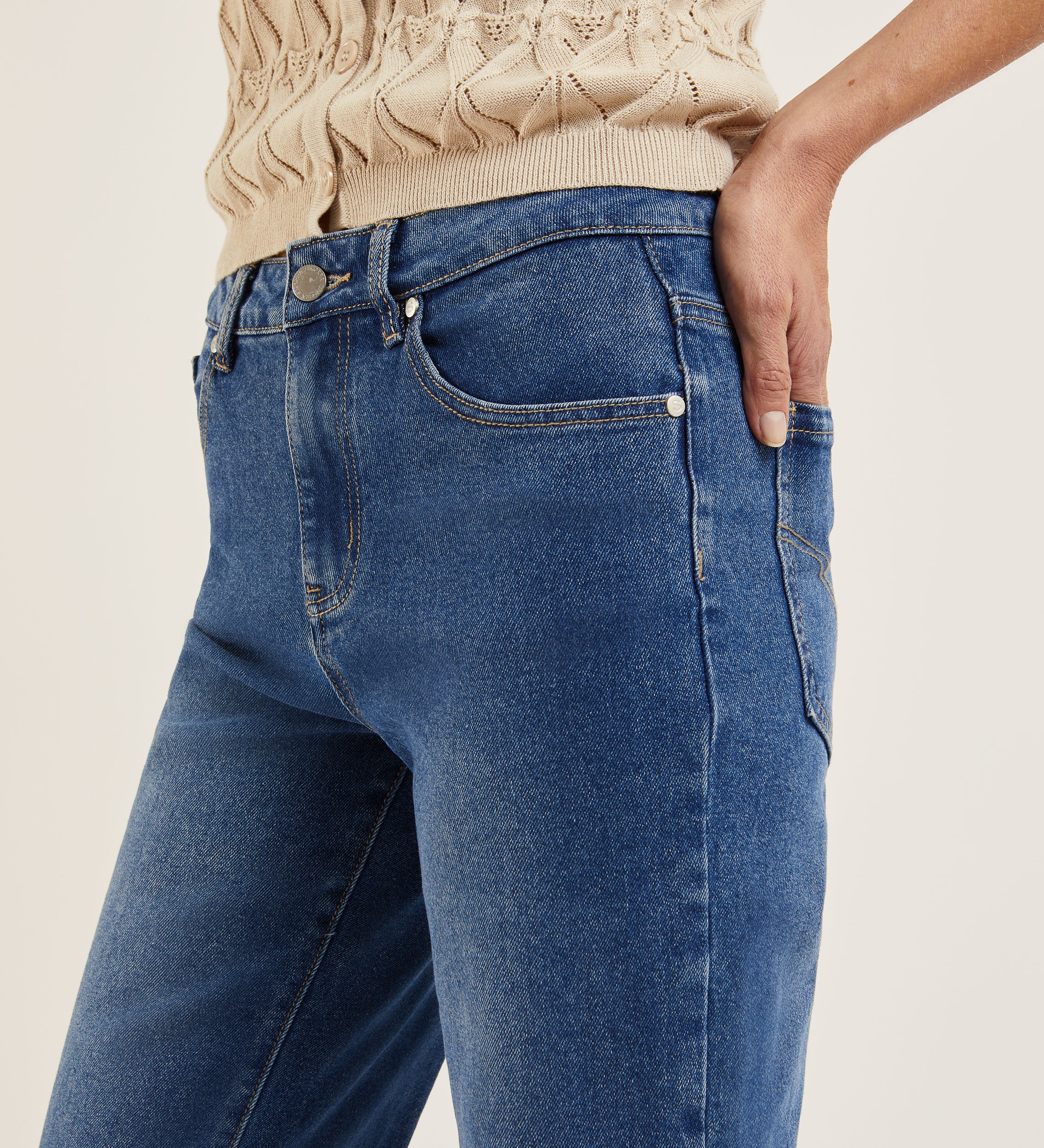 Straight denim pants