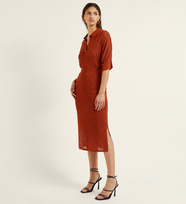 Openwork knit skirt