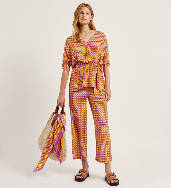 Pantalon large imprimé