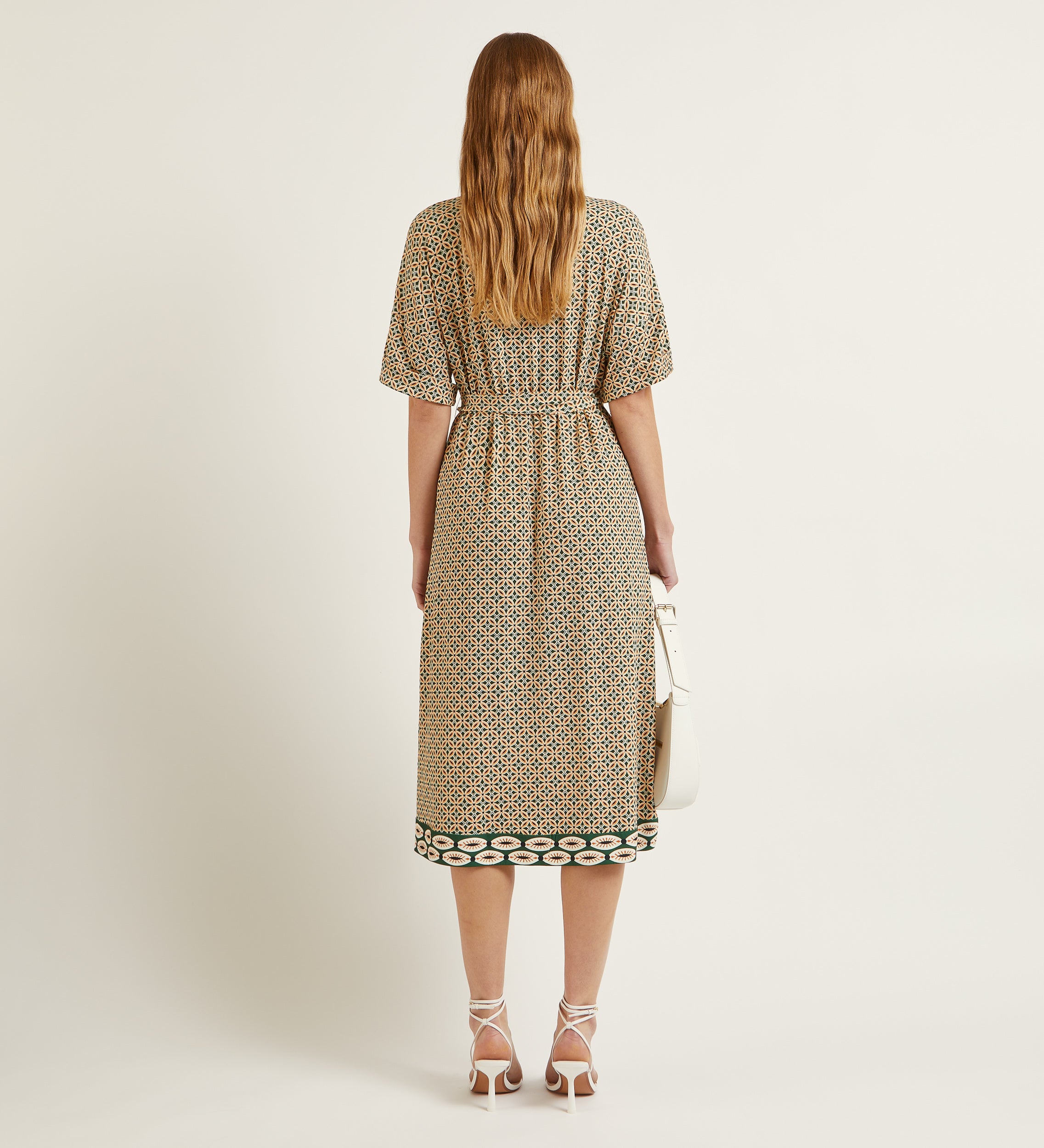 Printed knit shirt dress