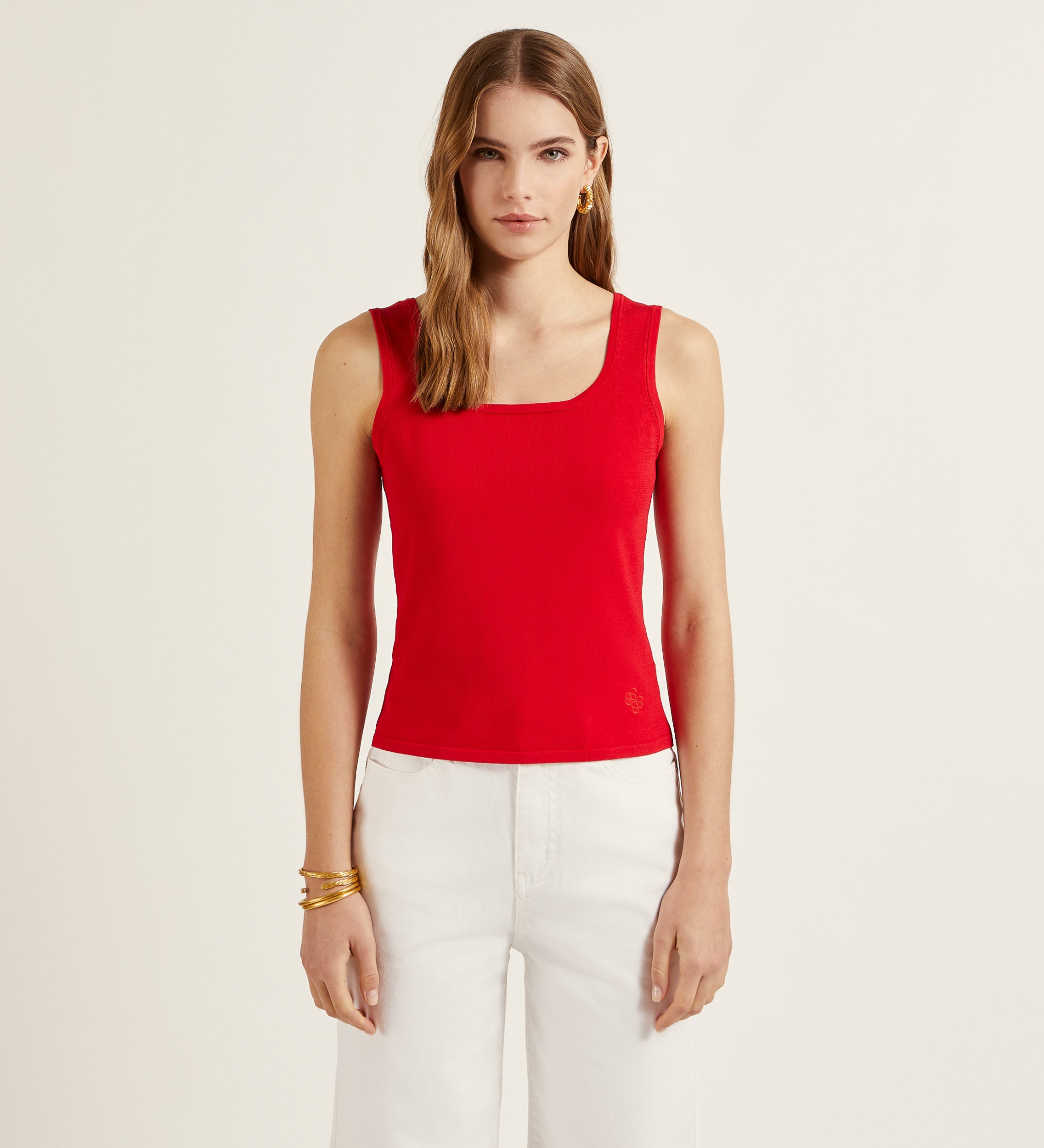 Wide strap knit top