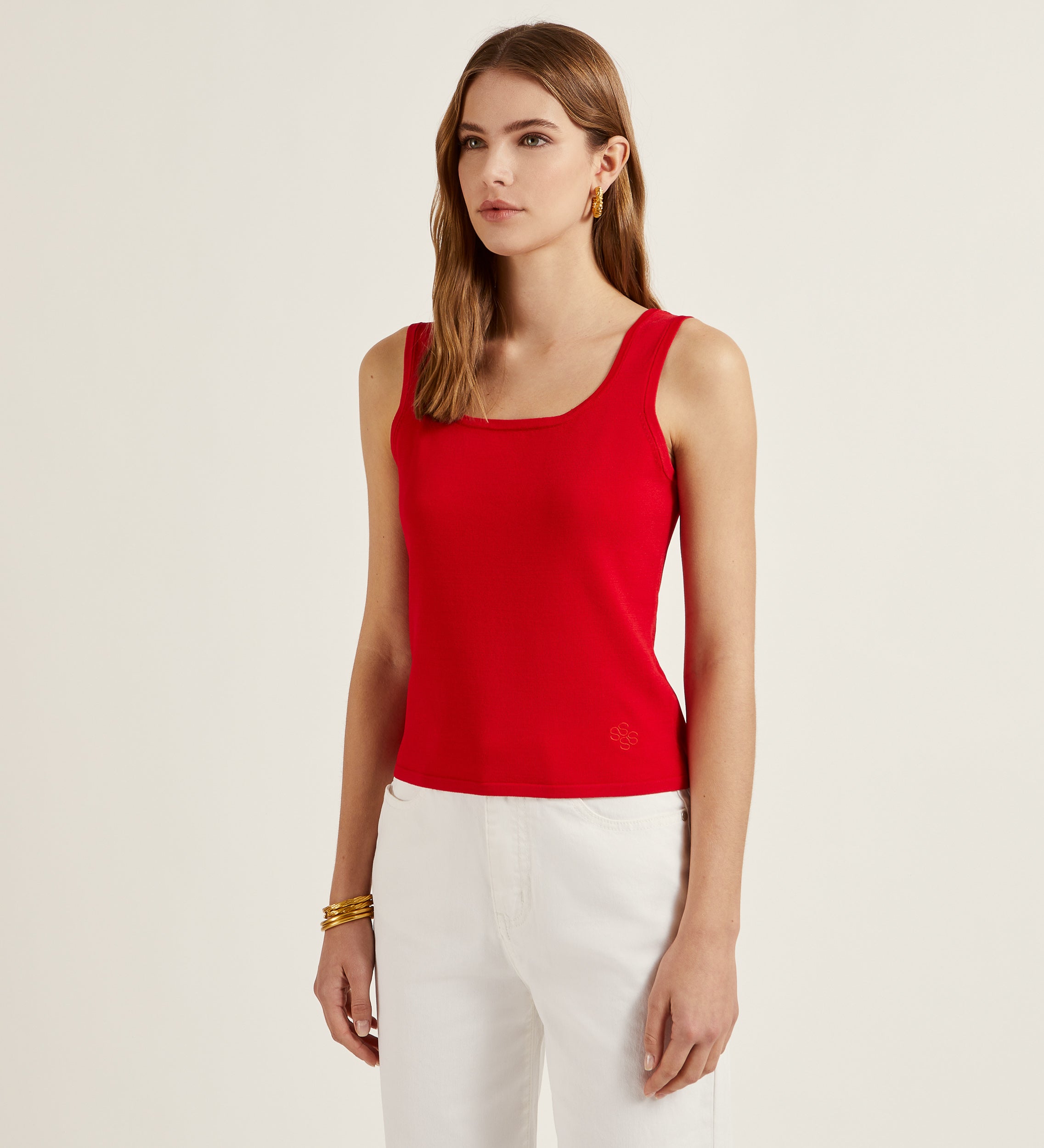 Wide strap knit top