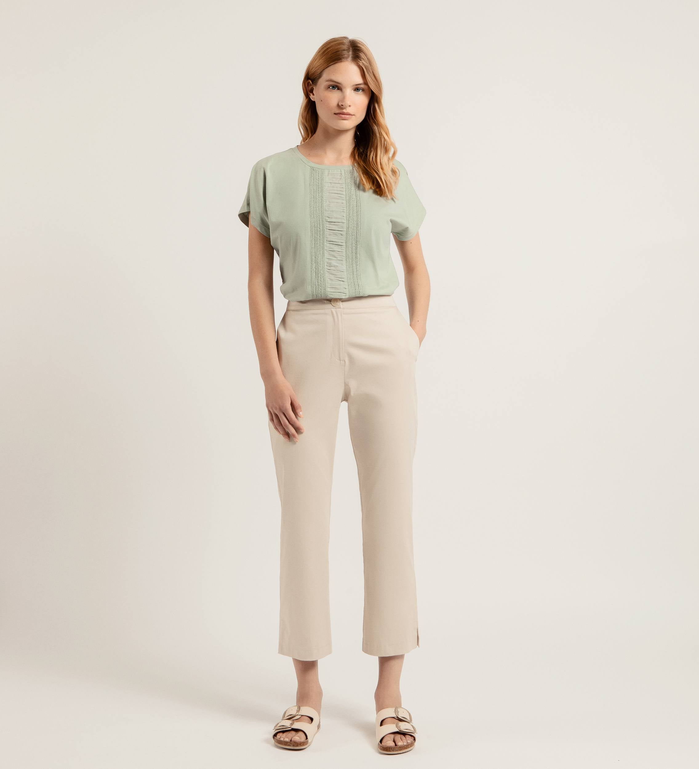 Pantalon crop ancho