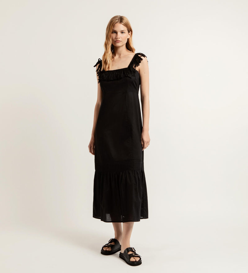 Vestido midi flecos