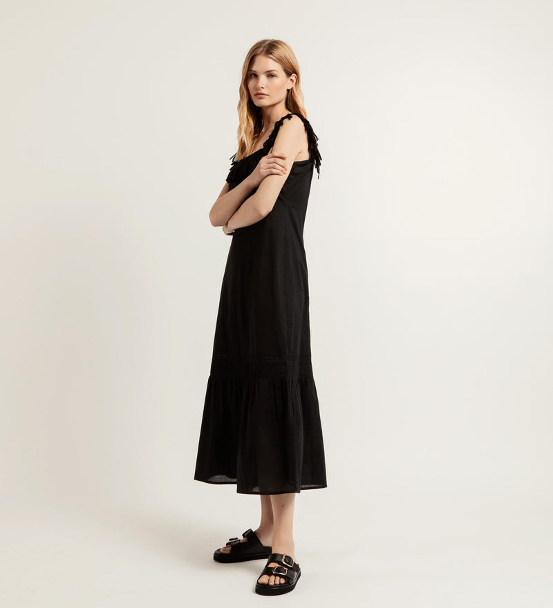 Vestido midi flecos