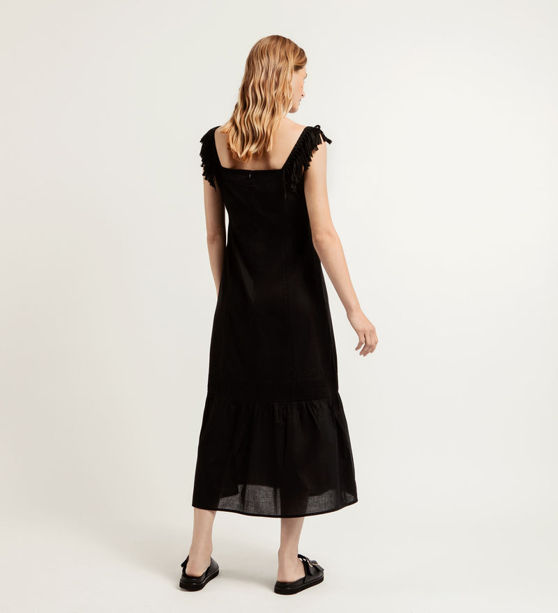 Vestido midi flecos