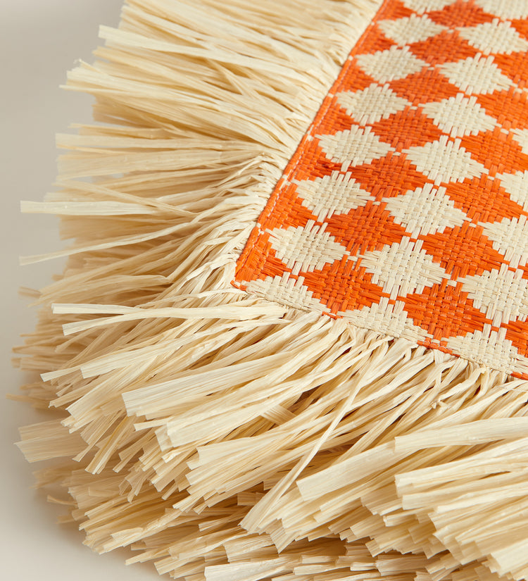 Fringed raffia bag