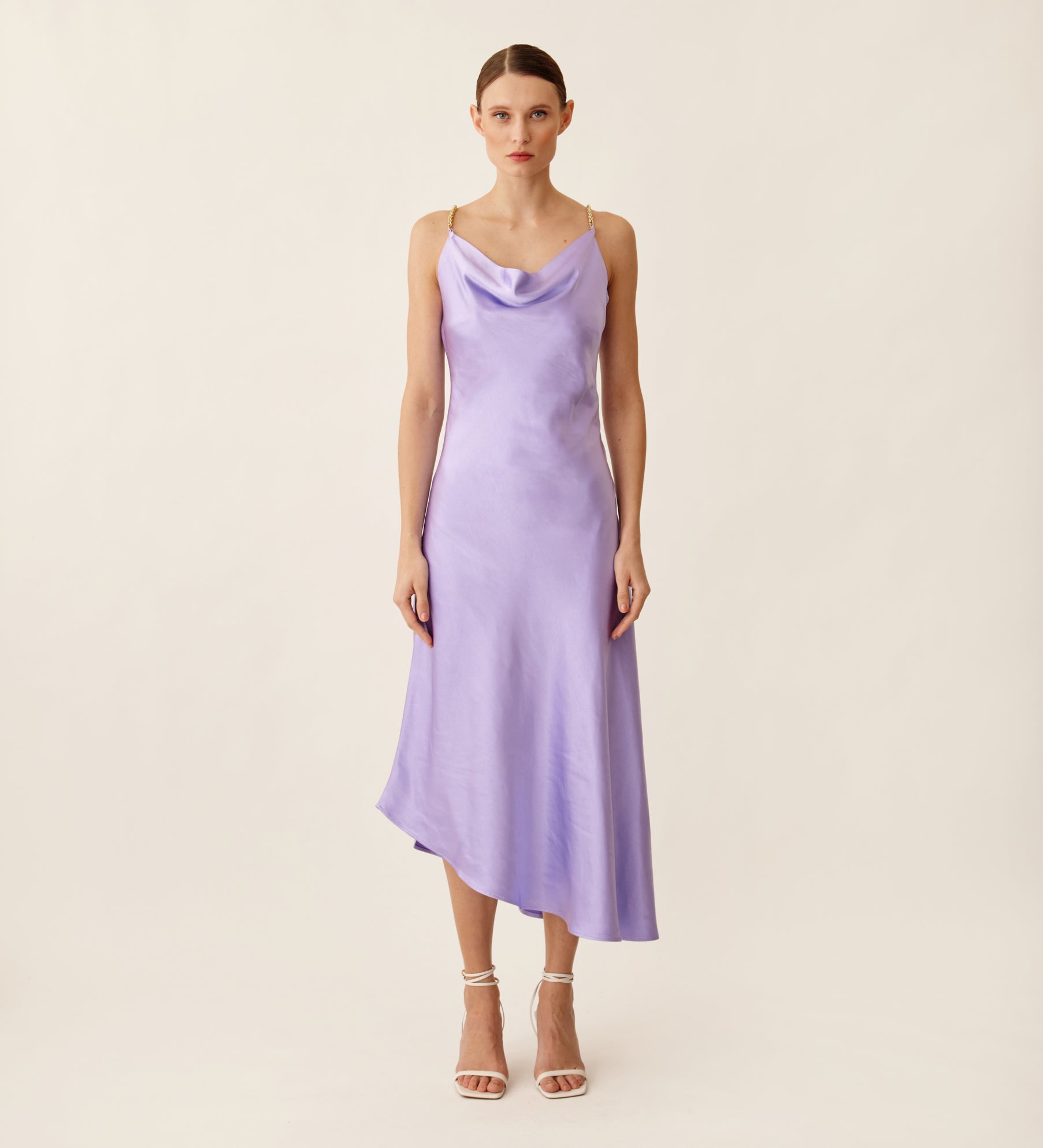 Vestido largo satén tirantes