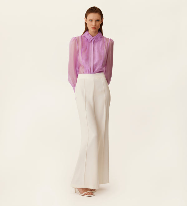Long sleeve organza blouse