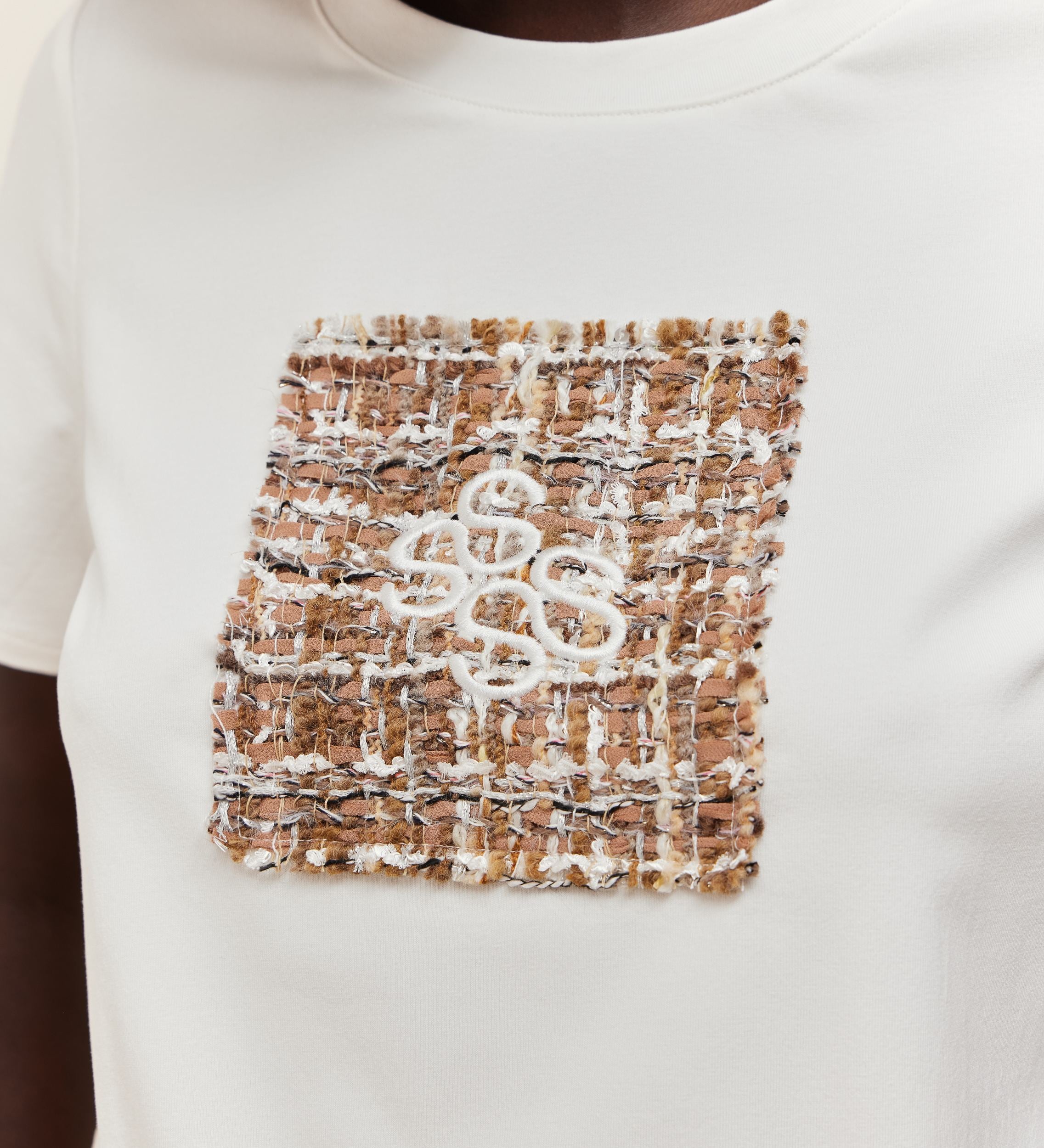 Embroidered tweed t-shirt