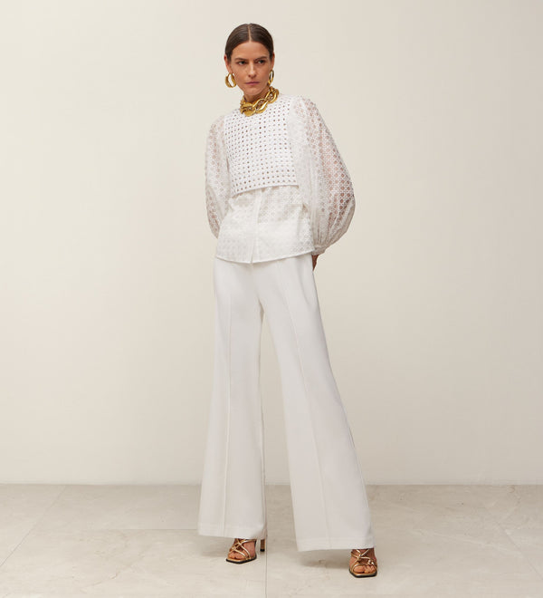 Flared crepe trousers