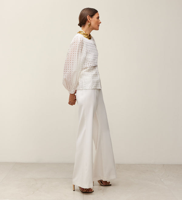 Flared crepe trousers